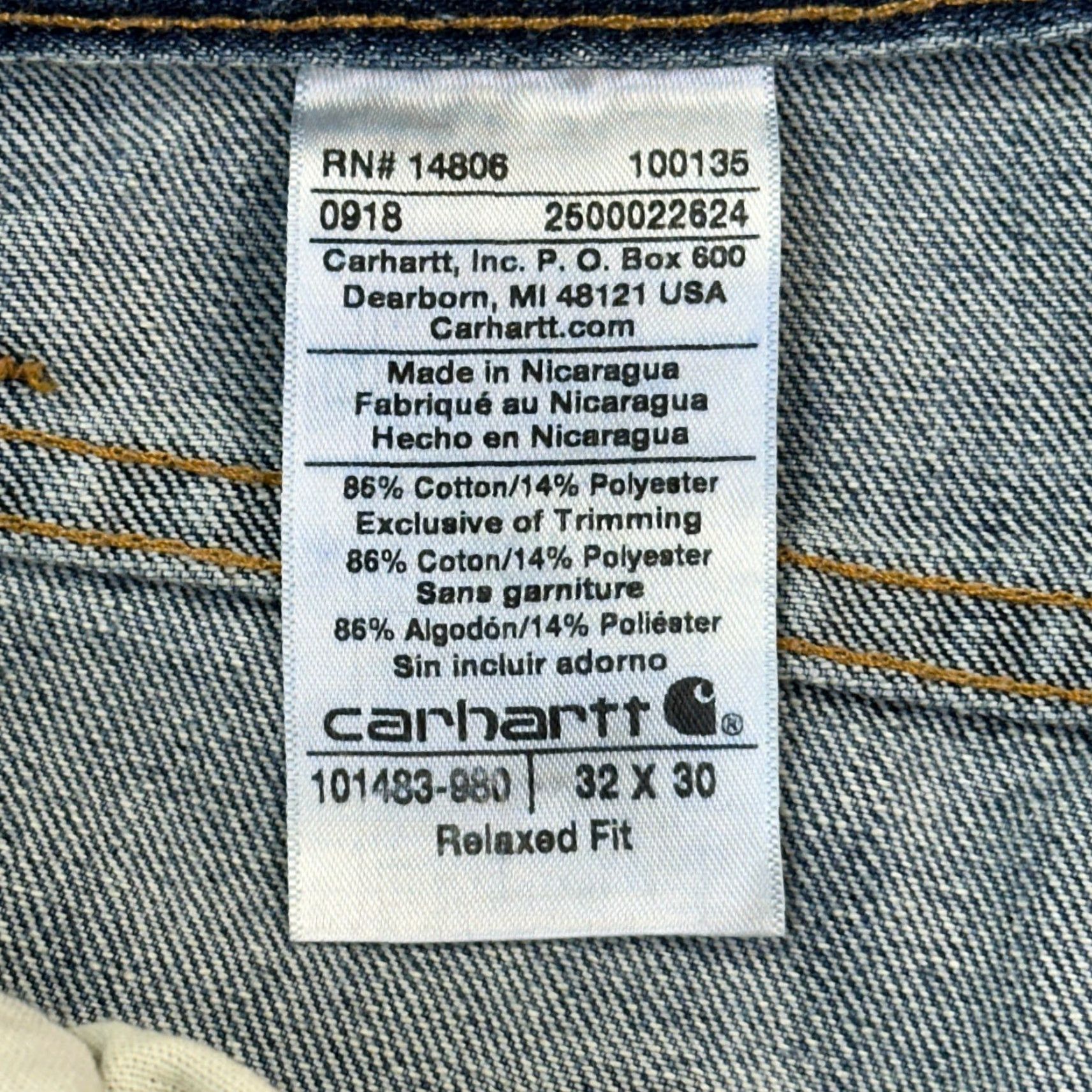 Carhartt Carhartt Jeans Mens 32x30 Blue Denim Midweight Relaxed Fit Work Wear 101483-980 Size US 32 / EU 48 - 7 Thumbnail