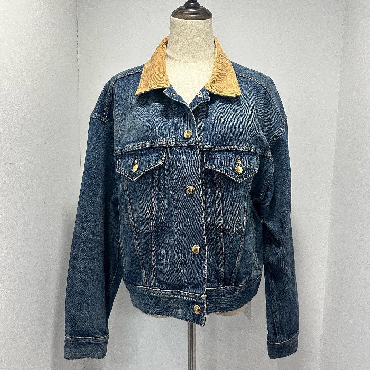 Celine Celine Paris Corduroy Collar Denim Jacket Size M Size M / US 6-8 / IT 42-44 - 1 Thumbnail