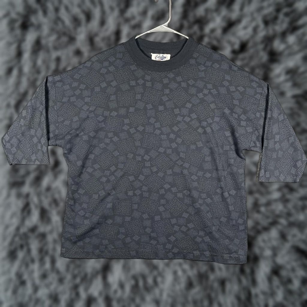 Vintage VINTAGE Carlton Fashions Shirt Mens XL Gray Geometric 3/4 Sleeve Tee Made USA Size US XL / EU 56 / 4 - 1 Thumbnail