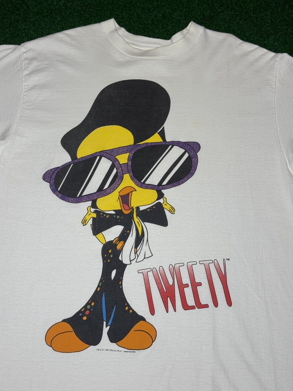 Vintage 90s Looney Tunes Elvis Presley Tweety Bird Parody T Shirt Size US XL / EU 56 / 4 - 2 Thumbnail