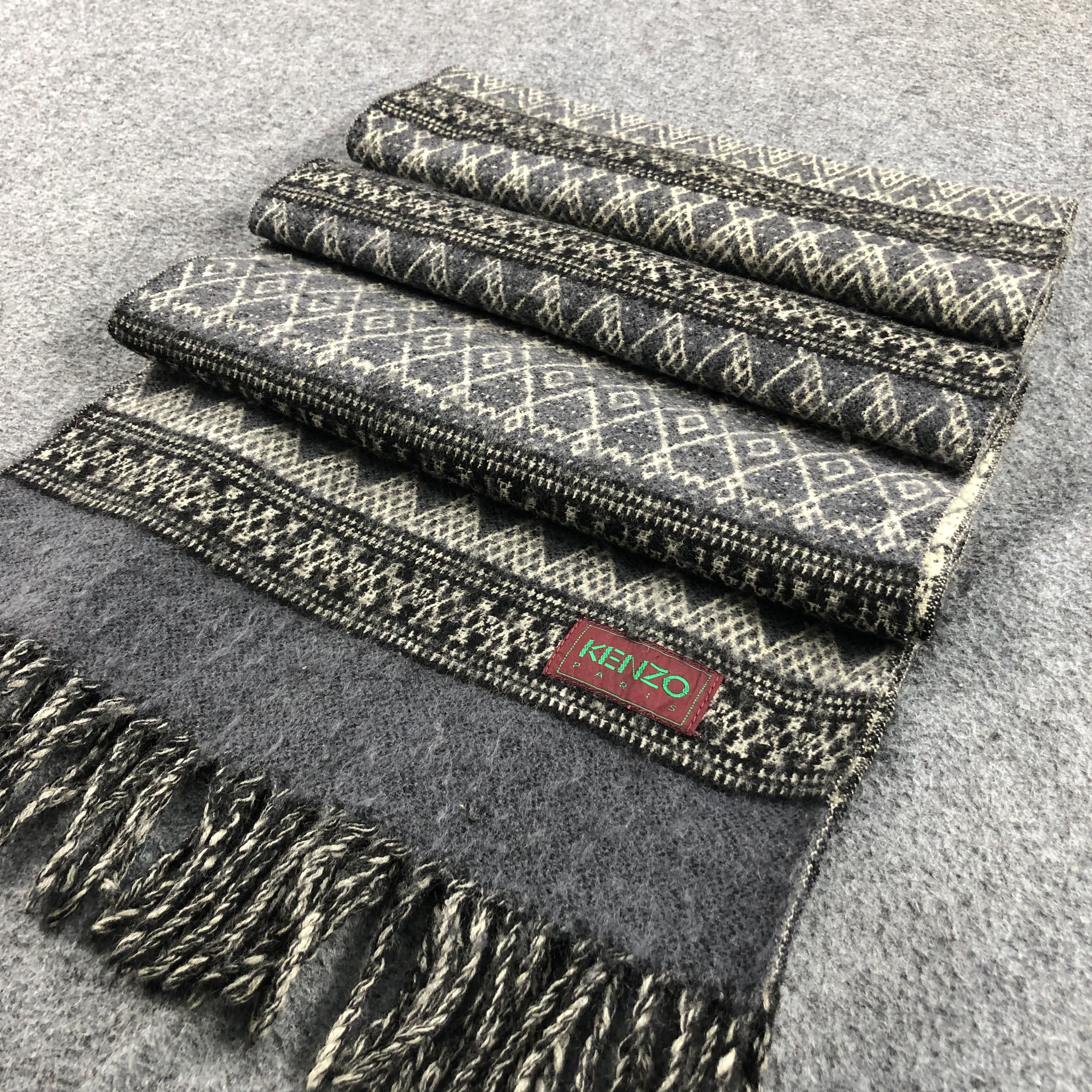 Kenzo Kenzo Native Design Wool Scarf Muffler V845 Size ONE SIZE - 3 Thumbnail