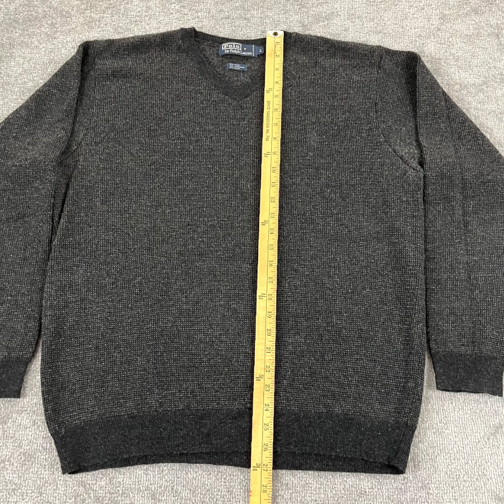 Polo Ralph Lauren Polo Ralph Lauren Sweater Mens L Gray Lambswool Blend V-Neck Pullover Light Size US L / EU 52-54 / 3 - 3 Thumbnail