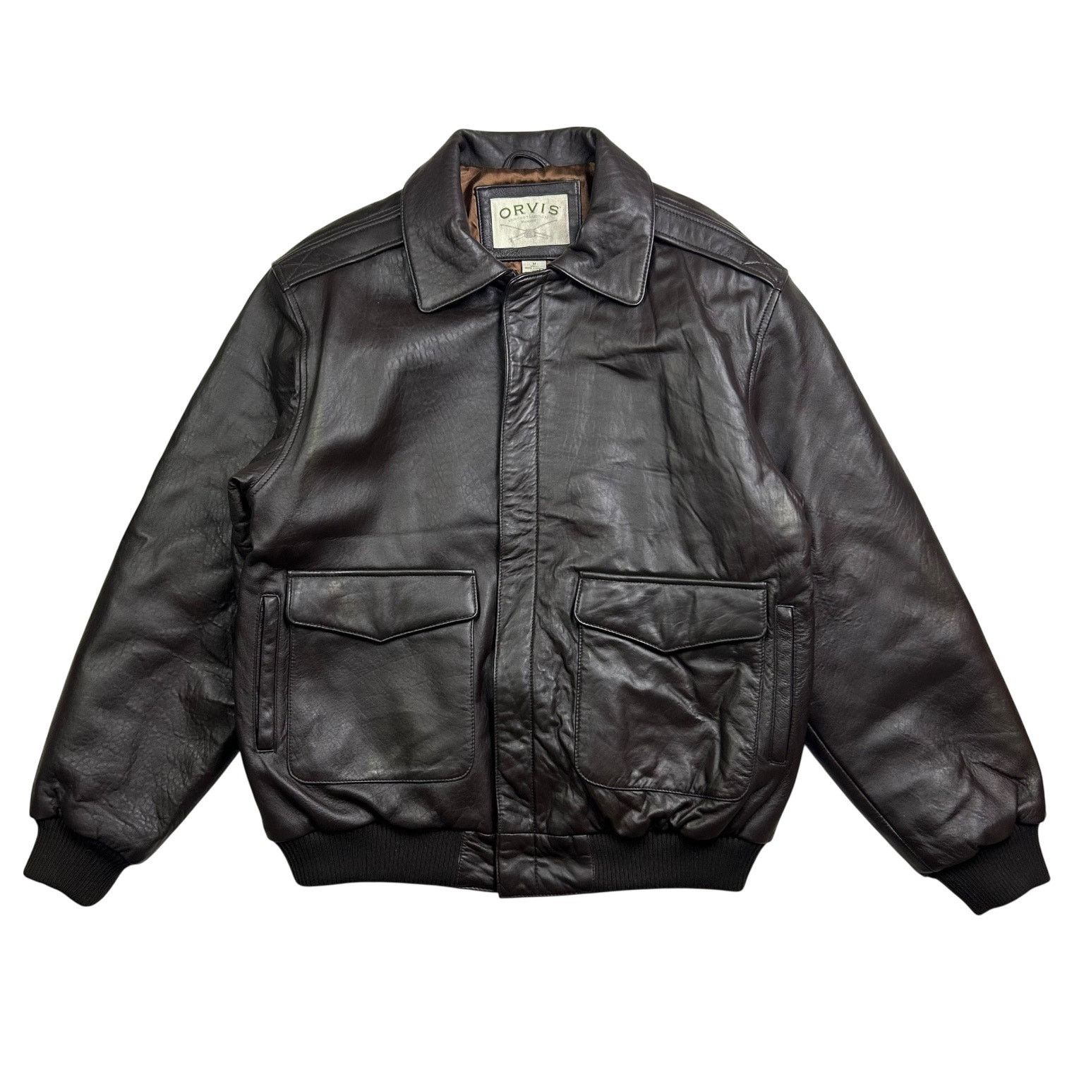 Orvis × Vintage Orvis Brown Leather Flight Aviator Bomber Jacket Size US M / EU 48-50 / 2 - 1 Thumbnail