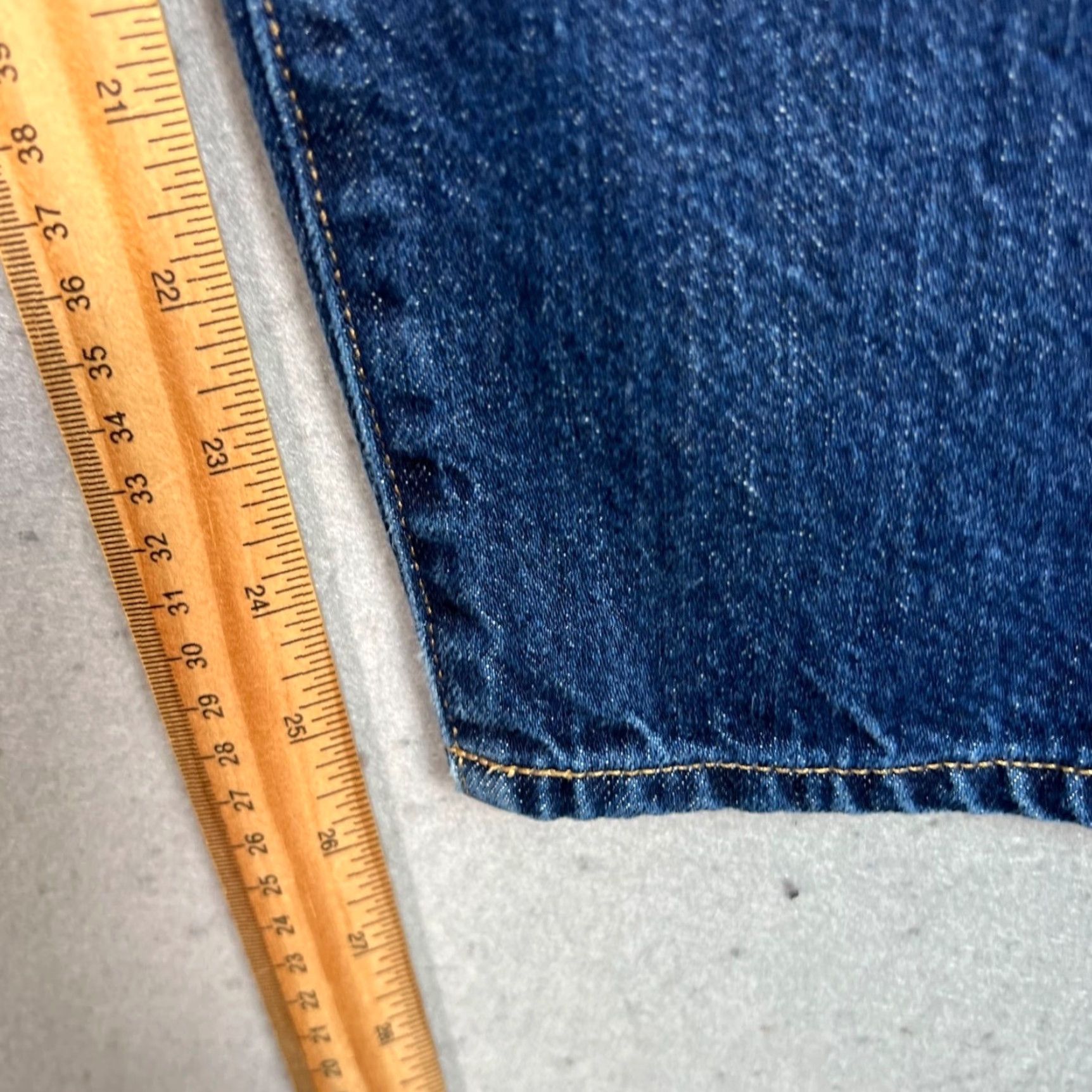 Uniqlo Uniqlo Womens Jeans Dark Blue Denim Cotton 27 High-Waisted Tapered 5-Pocket Regular Rise Inseam 26 Size 27" / US 4 / IT 40 - 7 Thumbnail