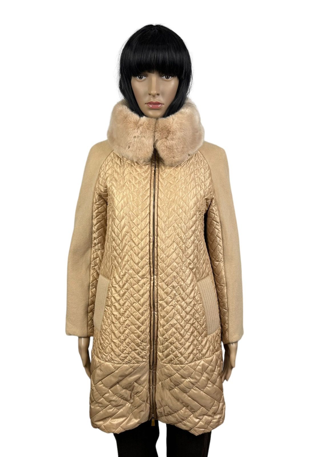 Marella Marella Quilted Wool Coat Fur Trim size IT 42 US 6 Size M / US 6-8 / IT 42-44 - 4 Thumbnail