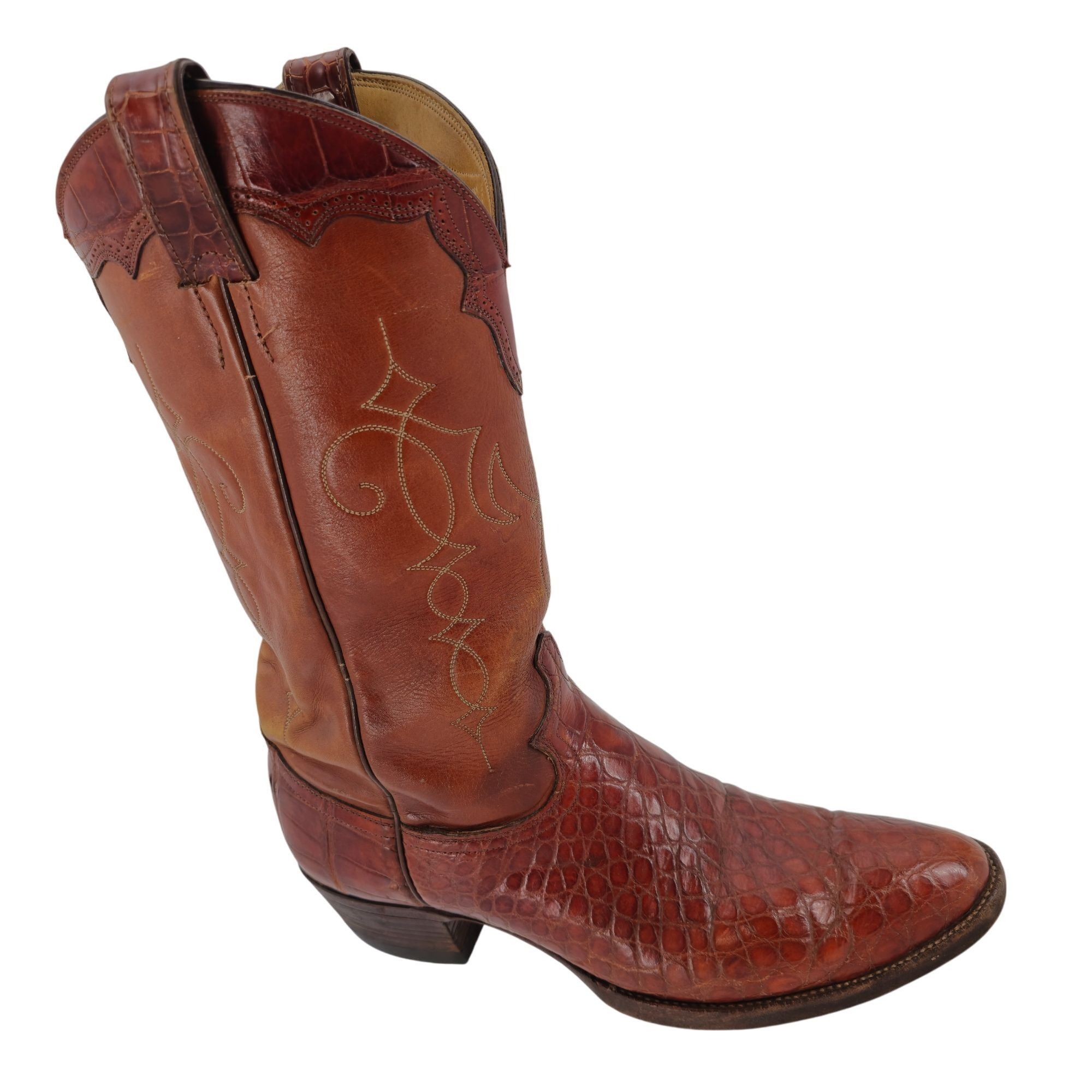 Vintage Justin Men 10.5 Exotic Alligator Belly Leather Boots