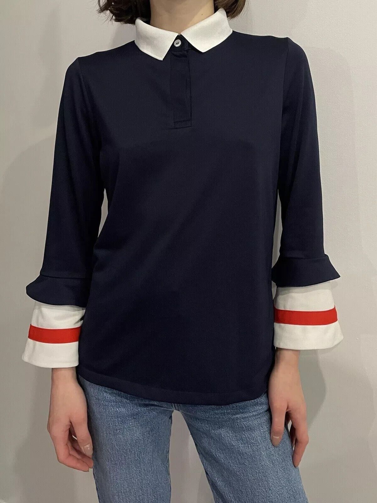 Ganni DDP Ganni Naoki Polo Shirt Jersey Long Sleeve Top Size XS / US 0-2 / IT 36-38 - 1 Thumbnail