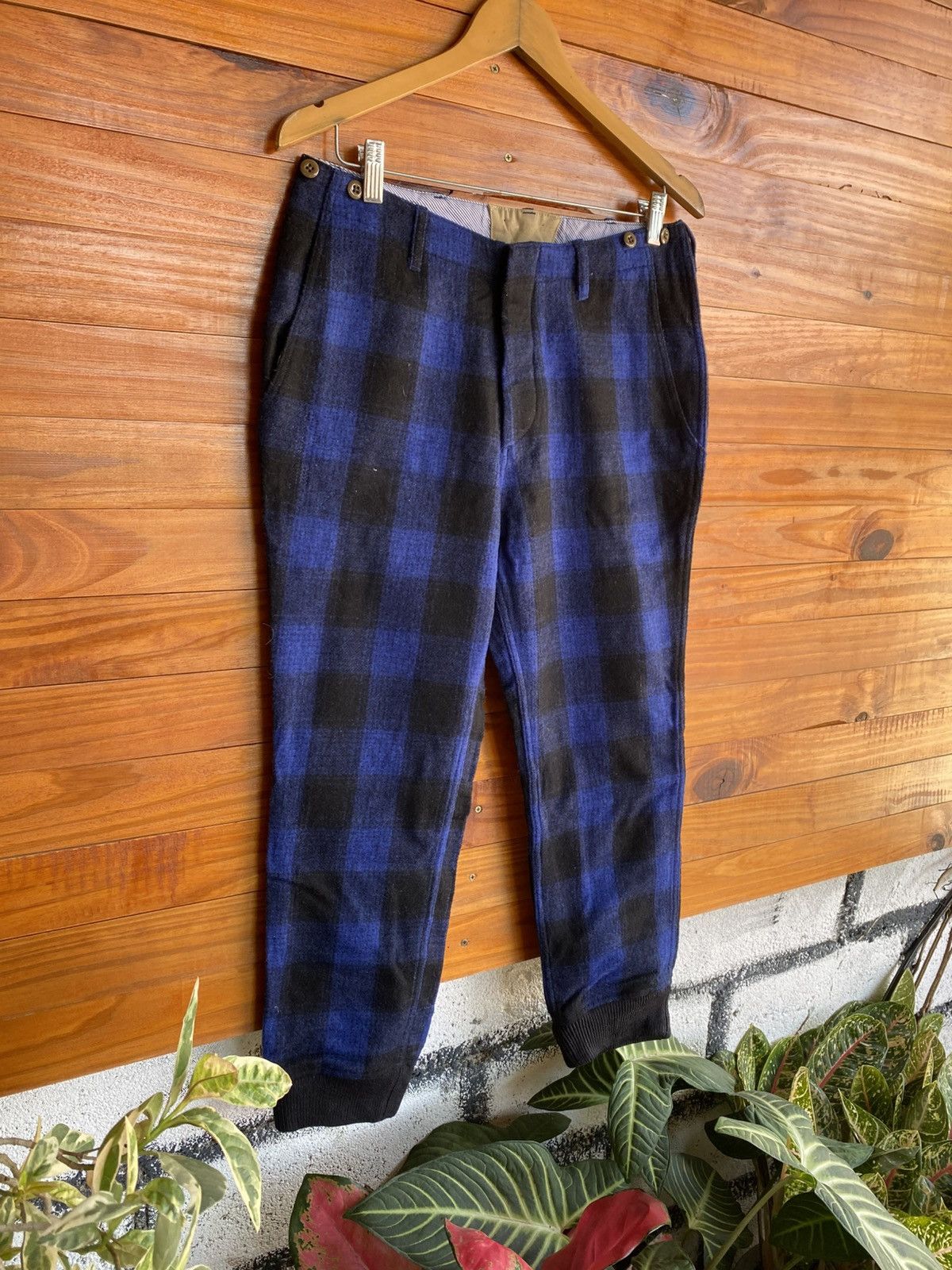 BEAUTY&YOUTH Vintage Japanese Blue Check Wool Jogger Pants Size US 30 / EU 46 - 5 Thumbnail