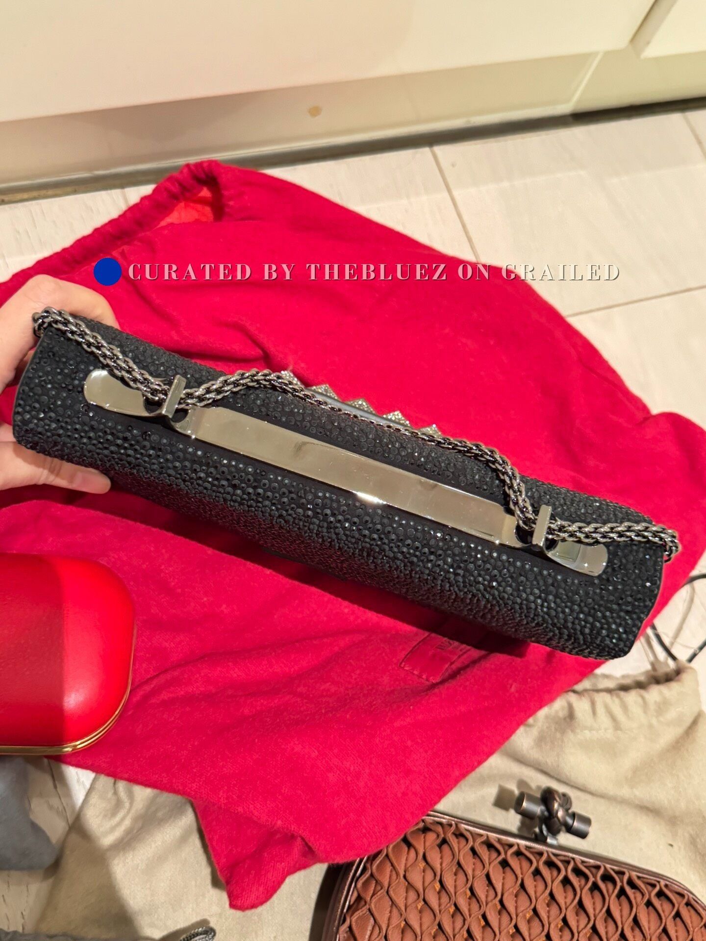 Valentino Valentino Black Crystal Chain Handbag Size ONE SIZE - 7 Thumbnail