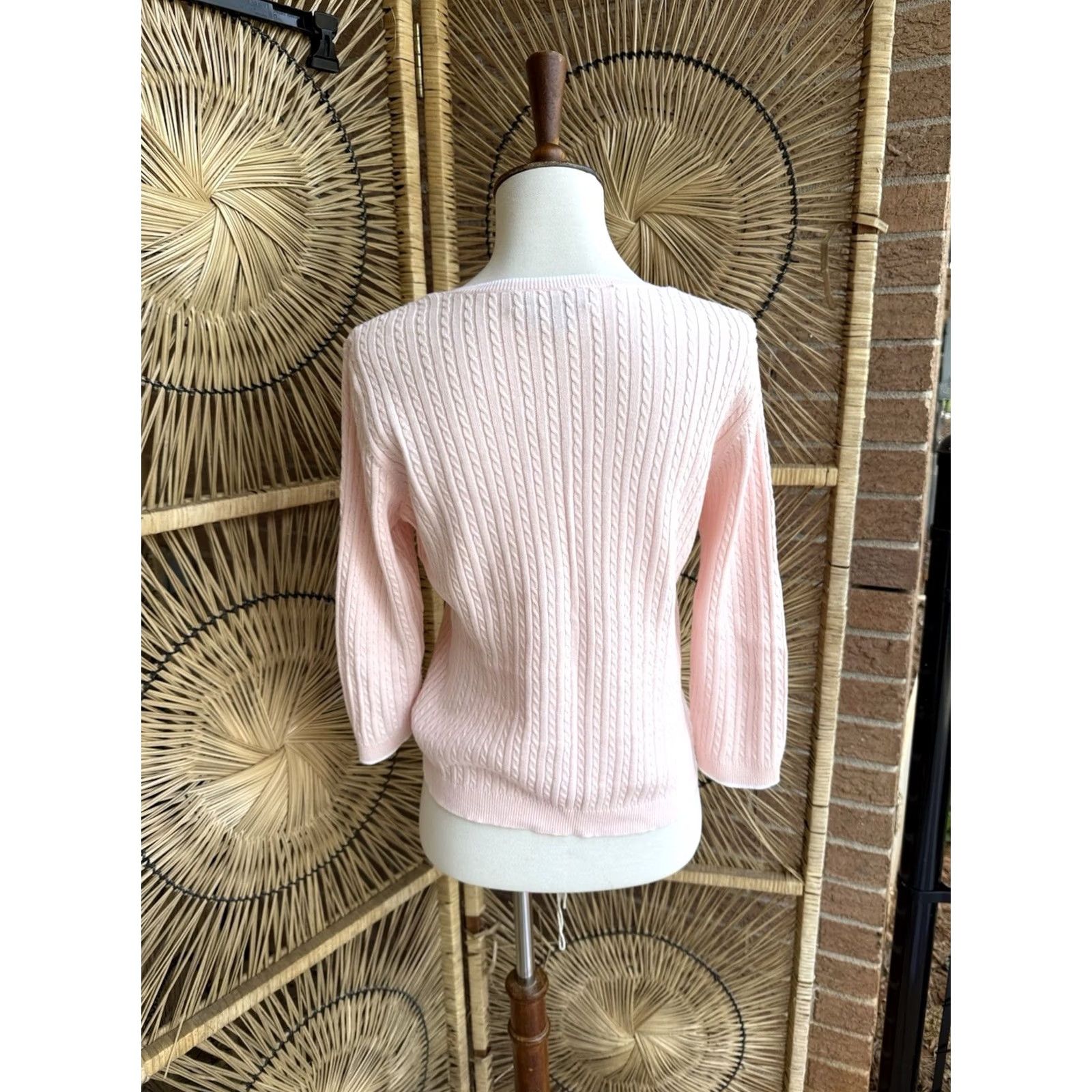 Ralph Lauren VINTAGE? Lauren Ralph Lauren Cable Knit Sweater Womens Small Pink Preppy EUC Size S / US 4 / IT 40 - 3 Thumbnail