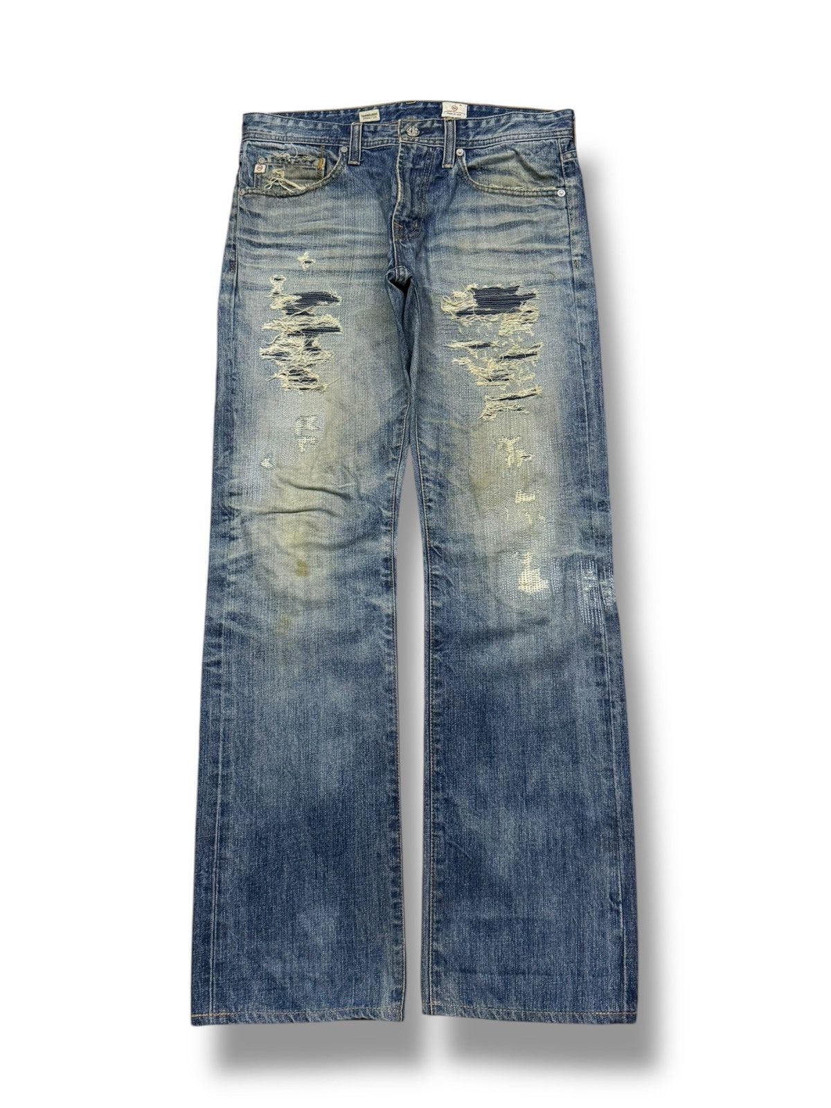 AG Adriano Goldschmied Vintage AG Adriano Goldschmied Destroyed Vintage Wash Denim Size US 33 - 2 Thumbnail