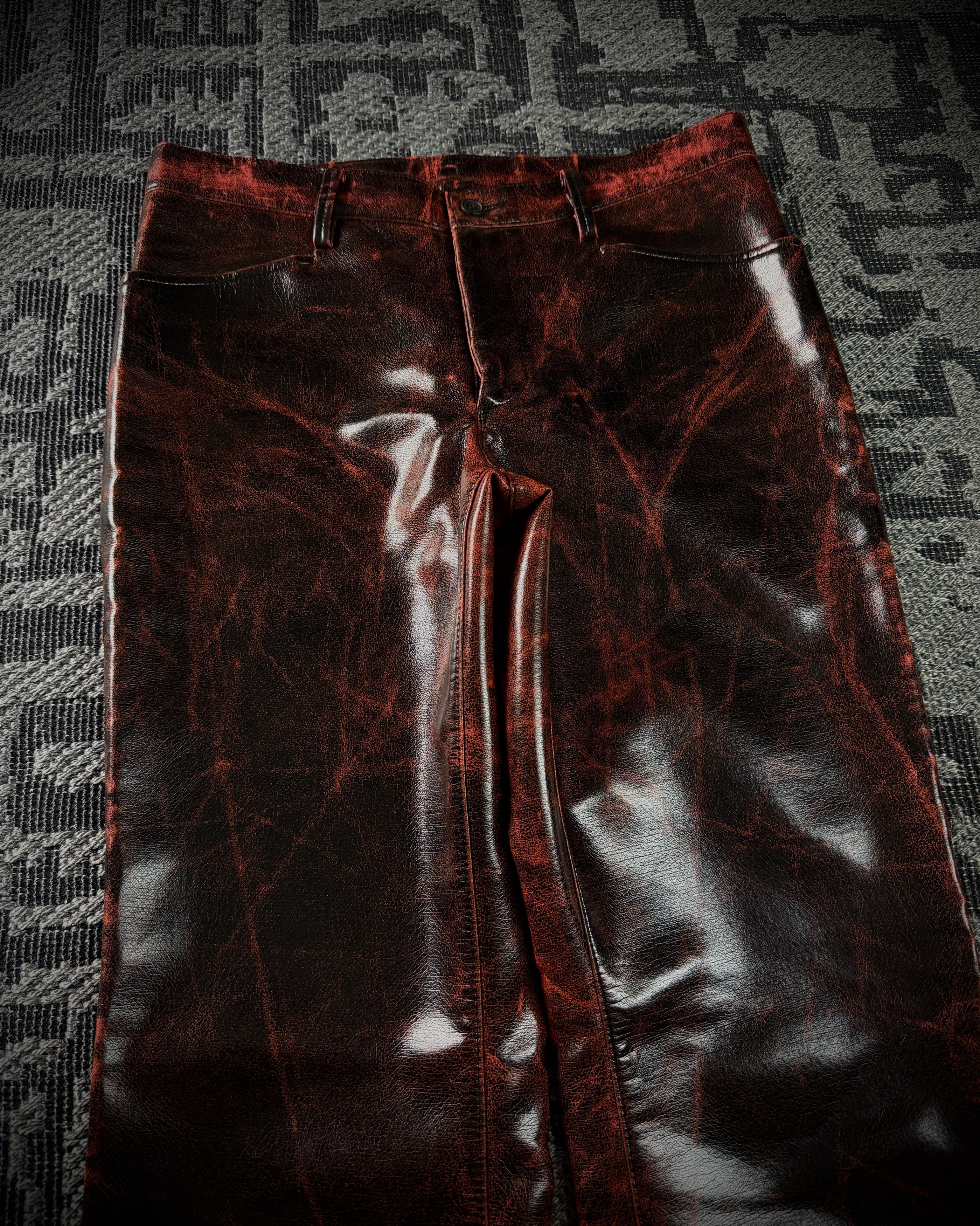 ADAM ET ROPE Adam et Rope Red Cracked Glossy PVC Pants Size US 42 / EU 58 - 4 Thumbnail