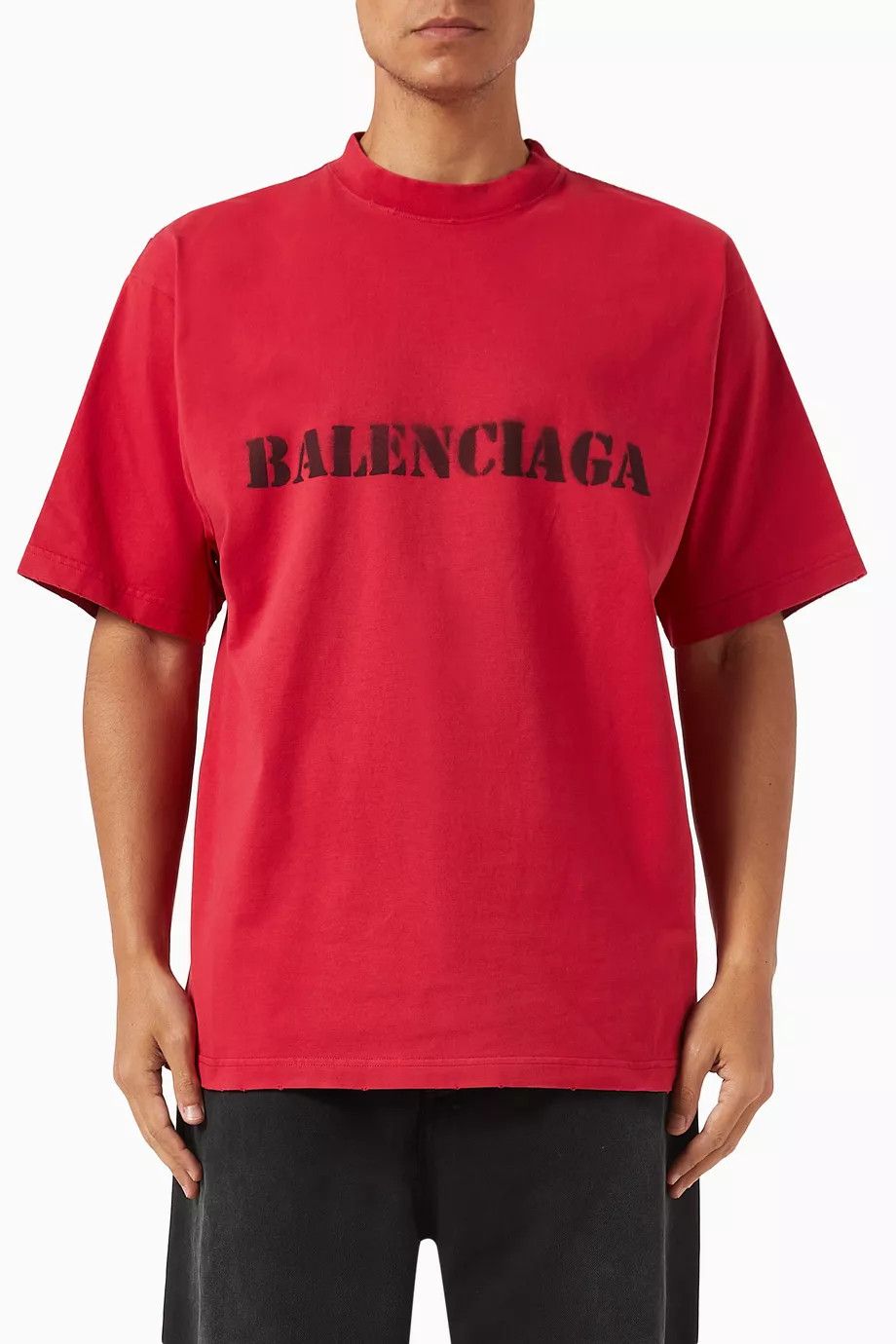 Balenciaga o1w1db10525 Dup / Stencil Type T-Shirt Medium Fit in Red Size US XL / EU 56 / 4 - 5 Thumbnail
