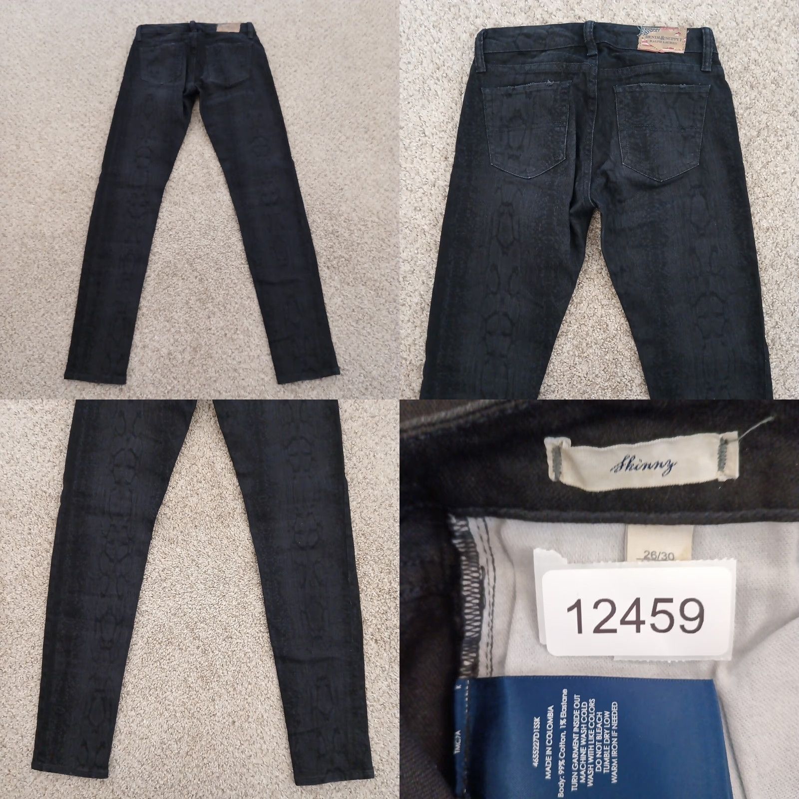 Ralph Lauren Ralph Lauren Denim & Supply Jeans Womens Skinny Black Animal Print Size 26 Small Inseam 30 Denim Cotton Blend Size 26" / US 2 / IT 38 - 8 Thumbnail