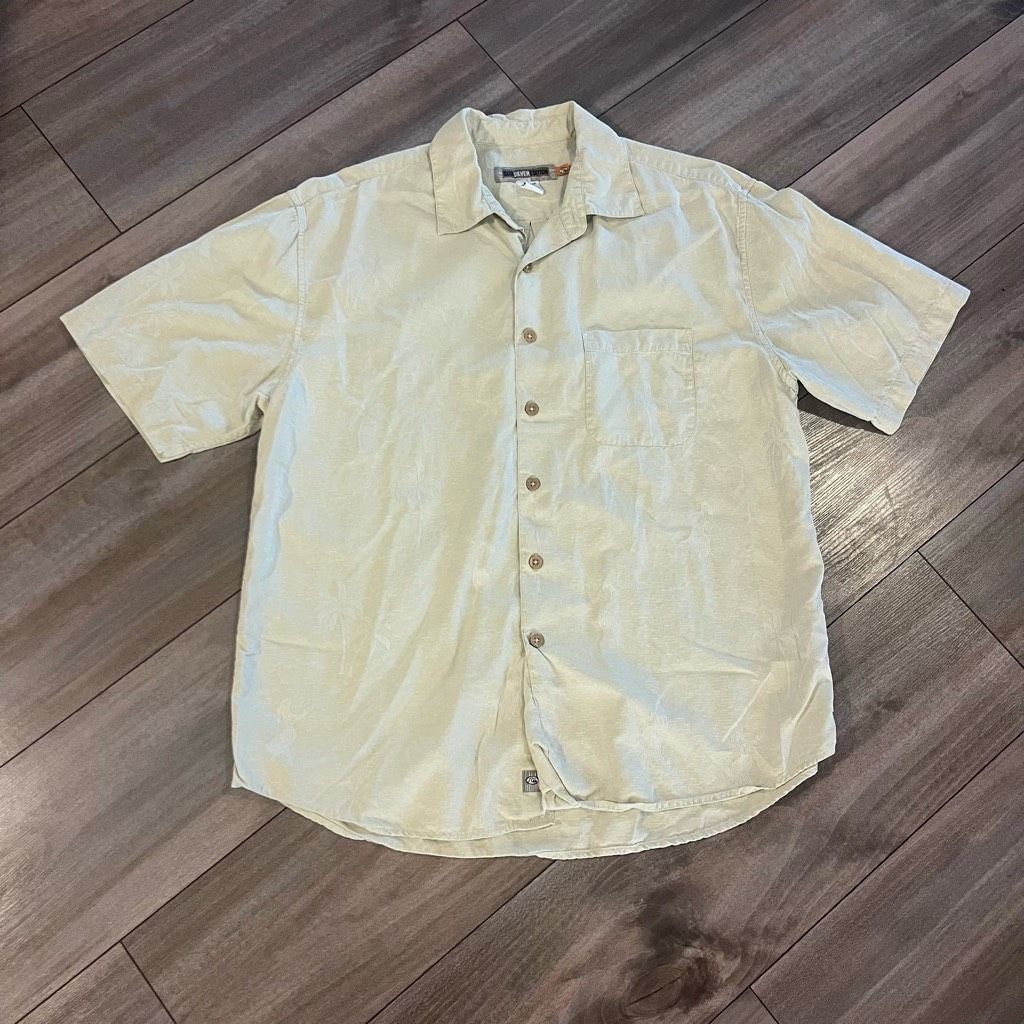 Quiksilver Vintage Quiksilver Tan Short Sleeve Striped Buttonup Men Med Size US M / EU 48-50 / 2 - 1 Thumbnail