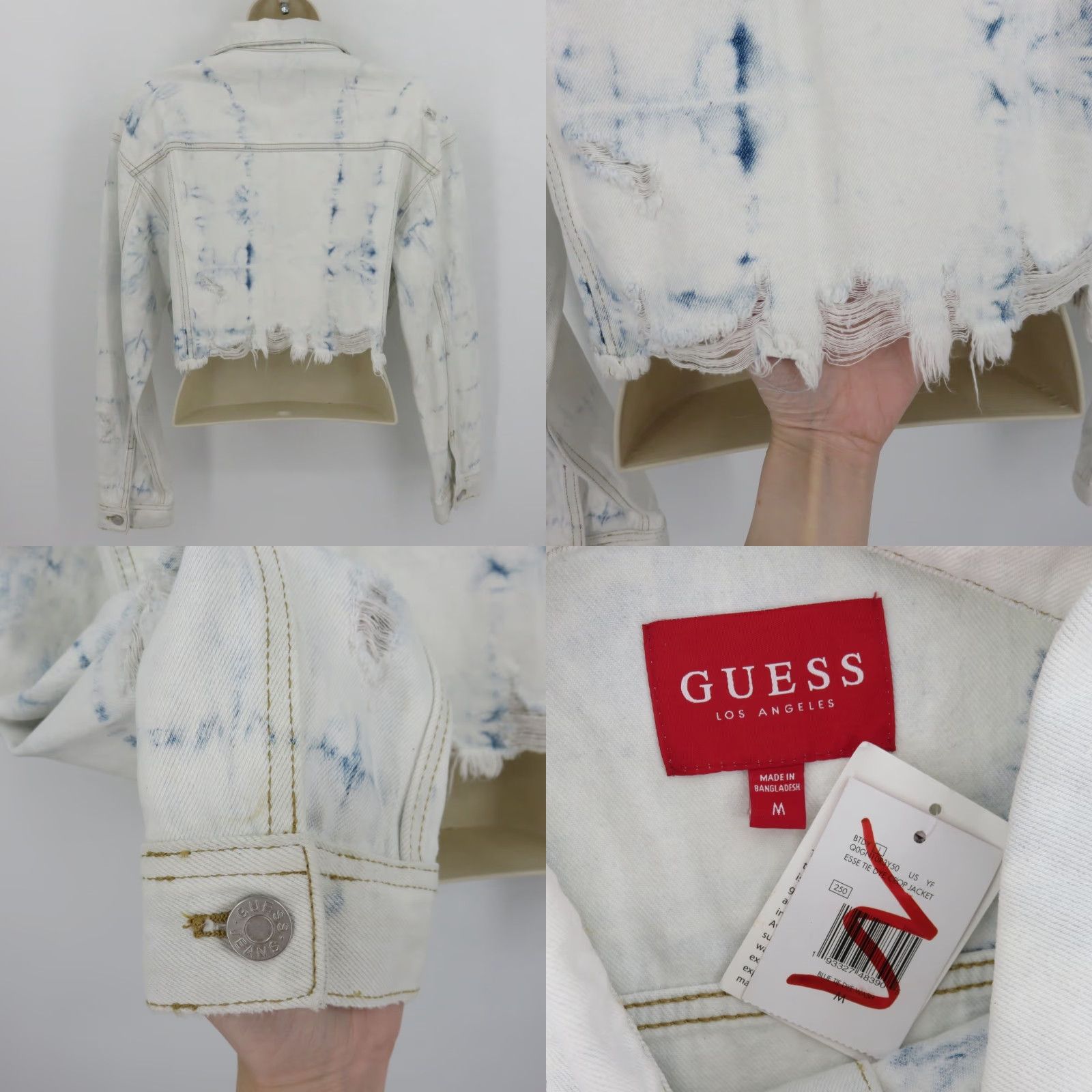 Guess Guess Women Shirt Jacket Regular M White Denim Distressed Bleached Crop NEW Defects Size M / US 6-8 / IT 42-44 - 8 Thumbnail