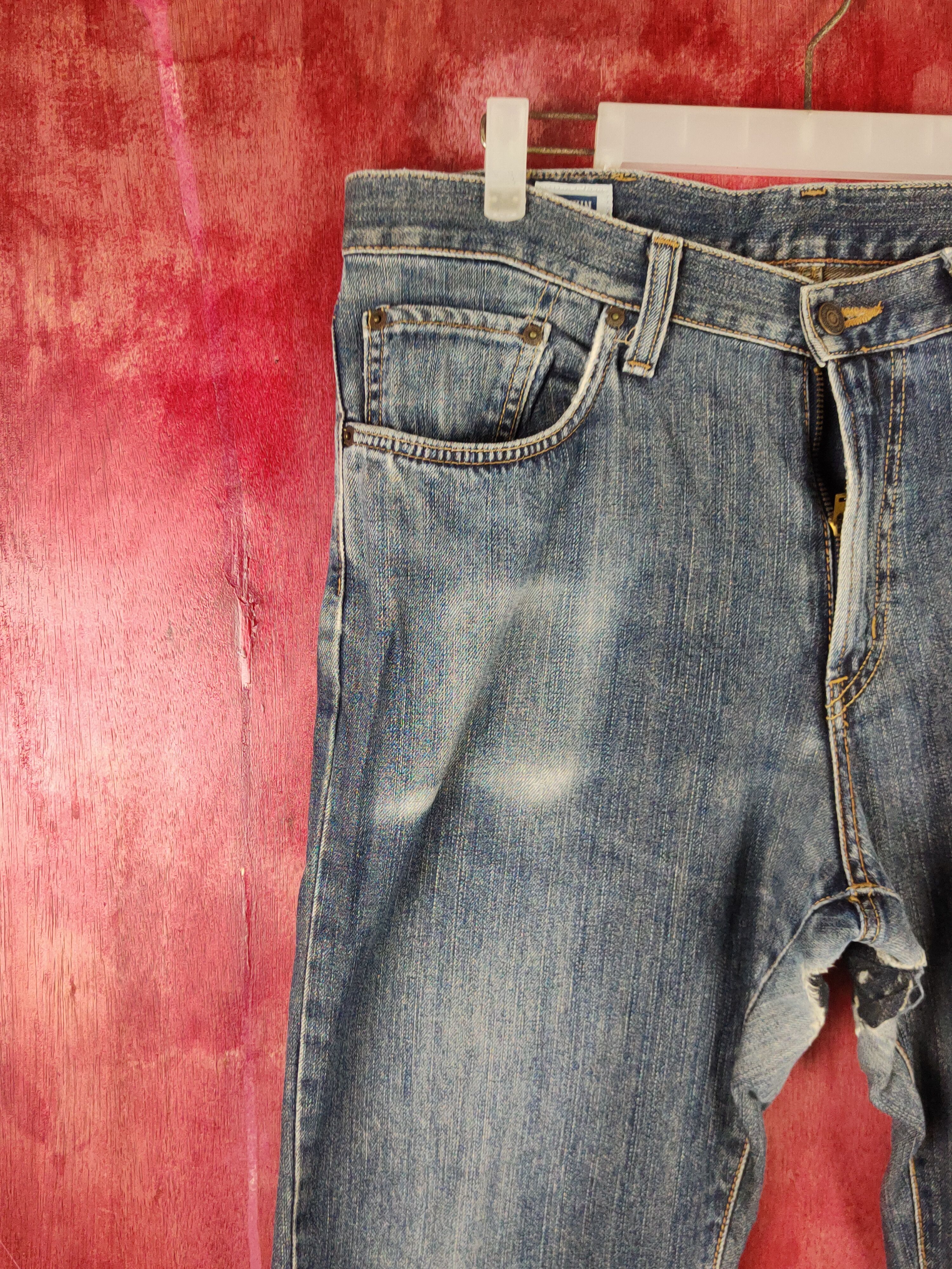 Edwin Edwin Dark Blue Faded Distressed Ripped Jeans #S2310 Size US 34 / EU 50 - 4 Thumbnail
