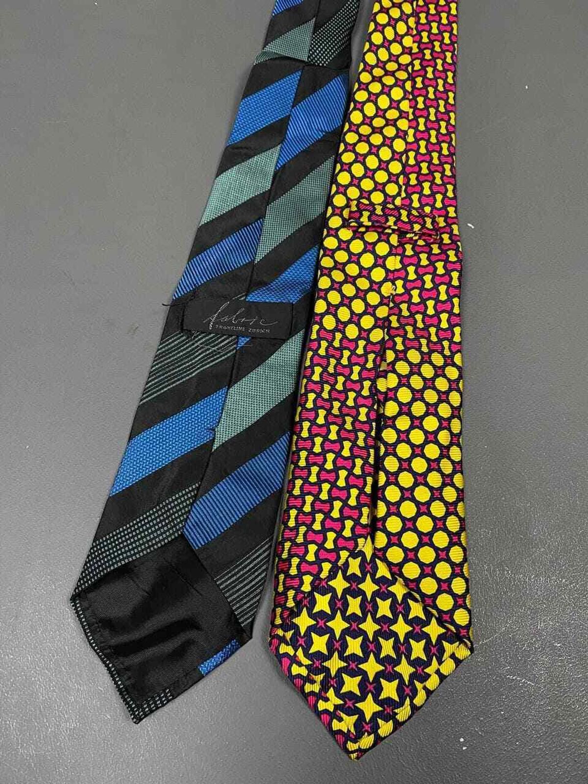 Designer Lot of 2 Fabric Frontline Zurich Silk Tie Blue Stripe Size ONE SIZE - 3 Thumbnail