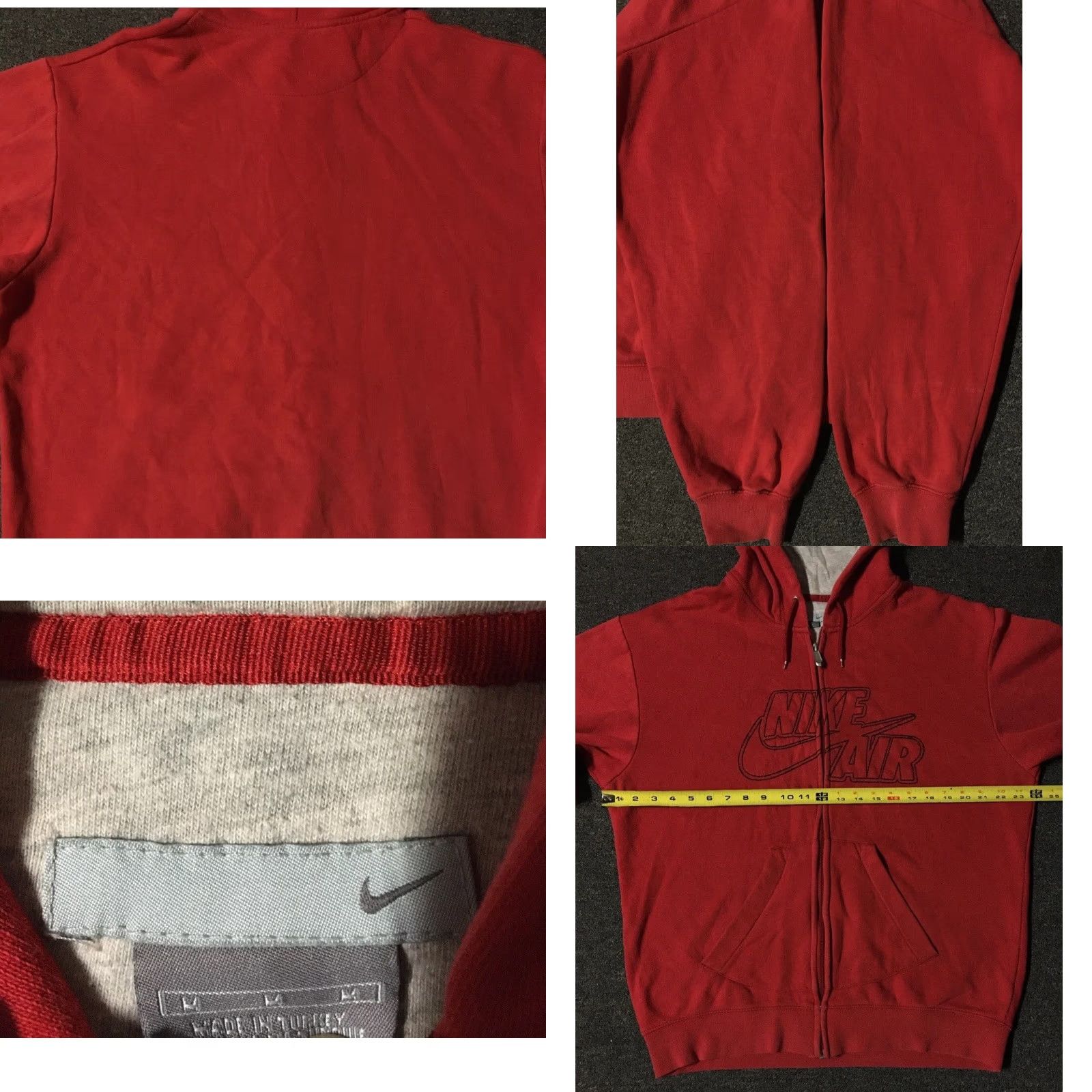 Nike VINTAGE Nike Air Faded Spellout Swoosh Zip Hoodie M Red Mens Hooded Sweatshirt 90s Hip Hop Grunge Logo Nike Sportswear Size US M / EU 48-50 / 2 - 8 Thumbnail