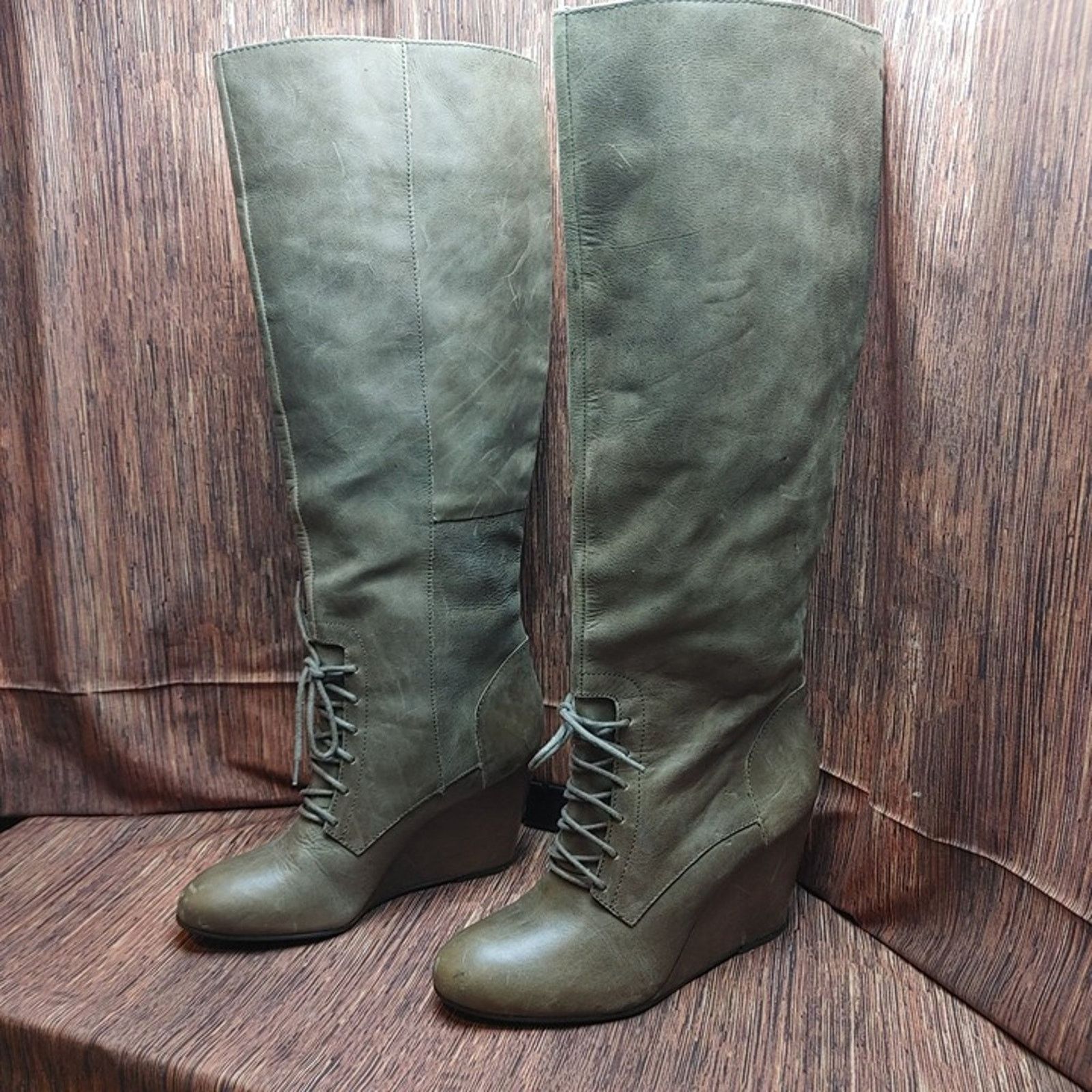 Steve Madden Steve Madden Luxe Knee High Tall Boot Wedge Fall Gray 8.5 Size US 8.5 / IT 38.5 - 2 Thumbnail