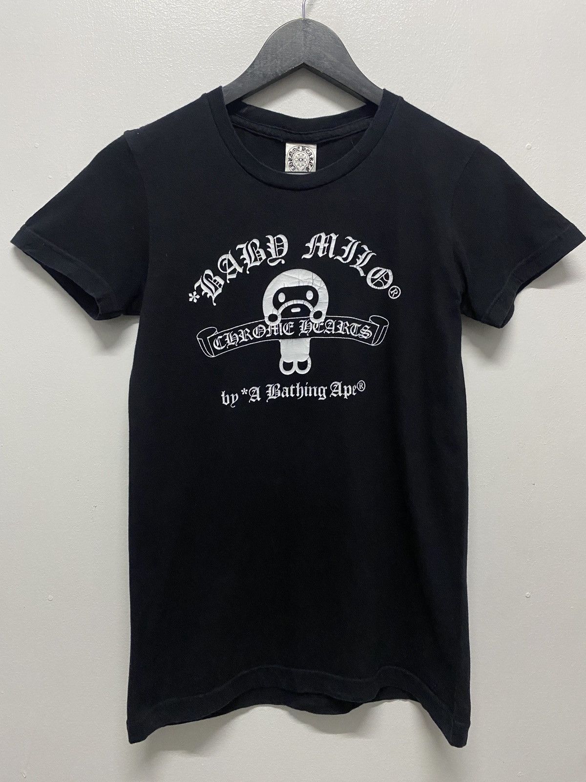 CHROME HEARTS BABY MILO Tシャツ ブラック 2009 Chrome Hearts x Bape Baby Milo T-shirt - TokoPyramid