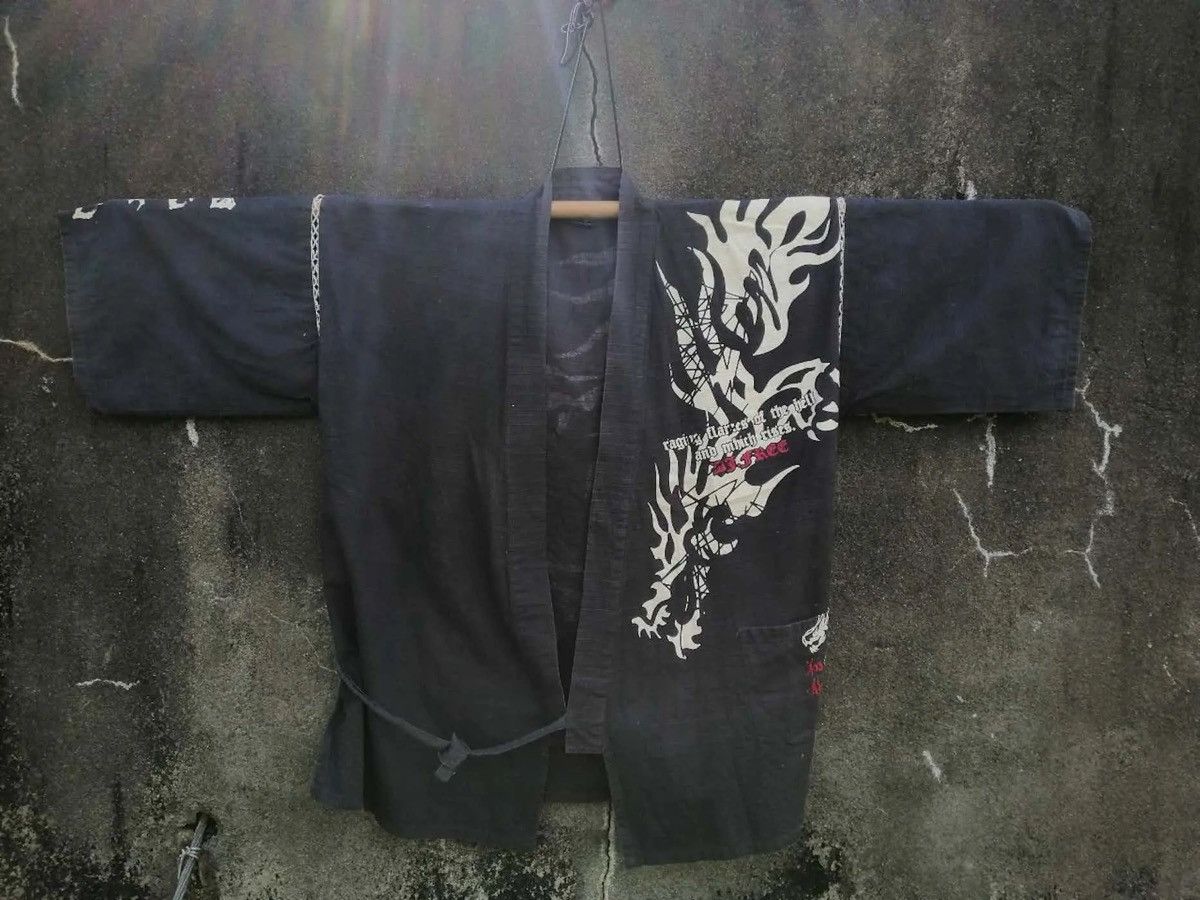 Vintage DJ FREE Dragon Print Kimono Jacket – Black Wrap Style Size US L / EU 52-54 / 3 - 1 Thumbnail