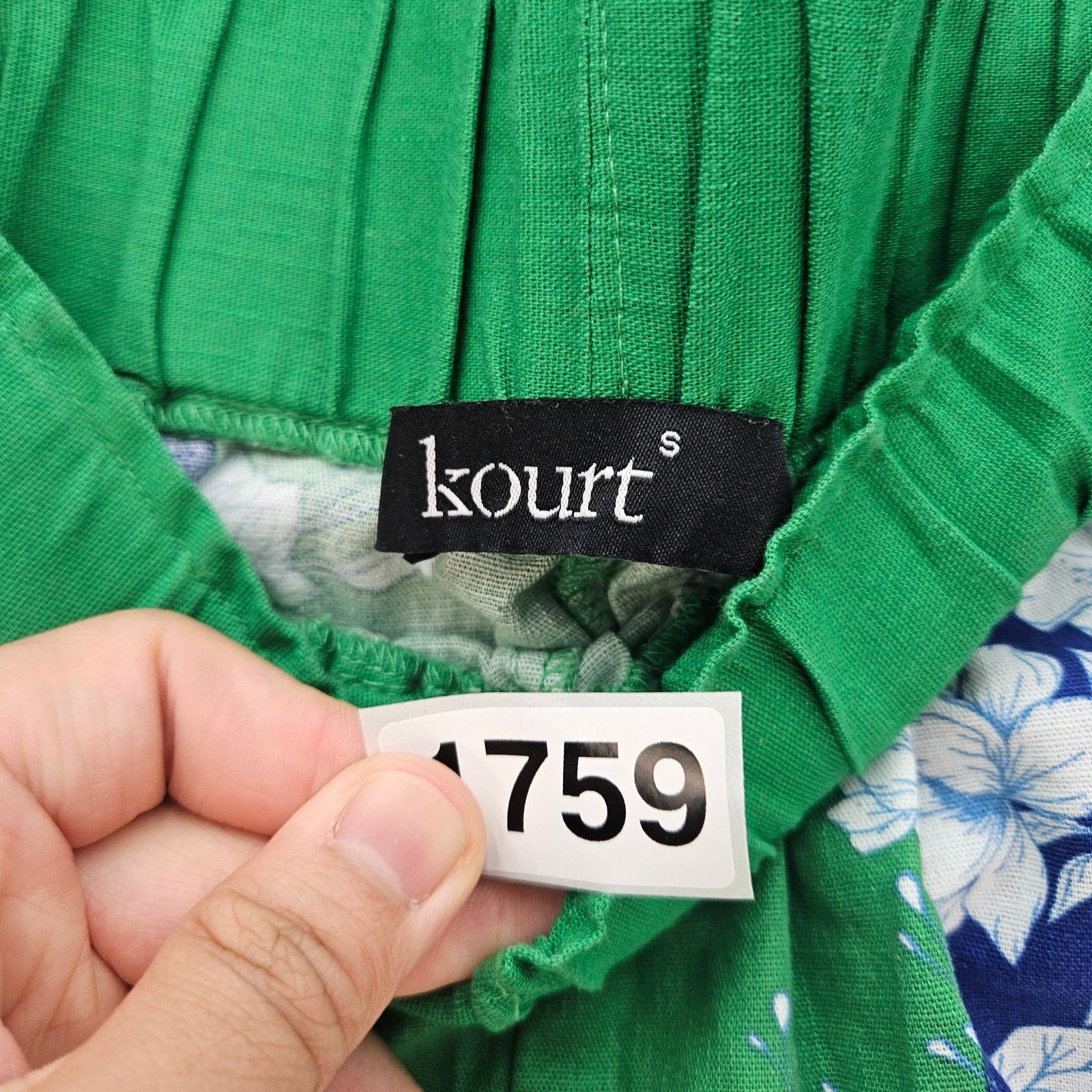 Other KOURT WOMEN'S SMALL LINEN WIDE LEG PANTS BLUE GREEN FLORAL Size 24" / US 00 / IT 34 - 6 Thumbnail