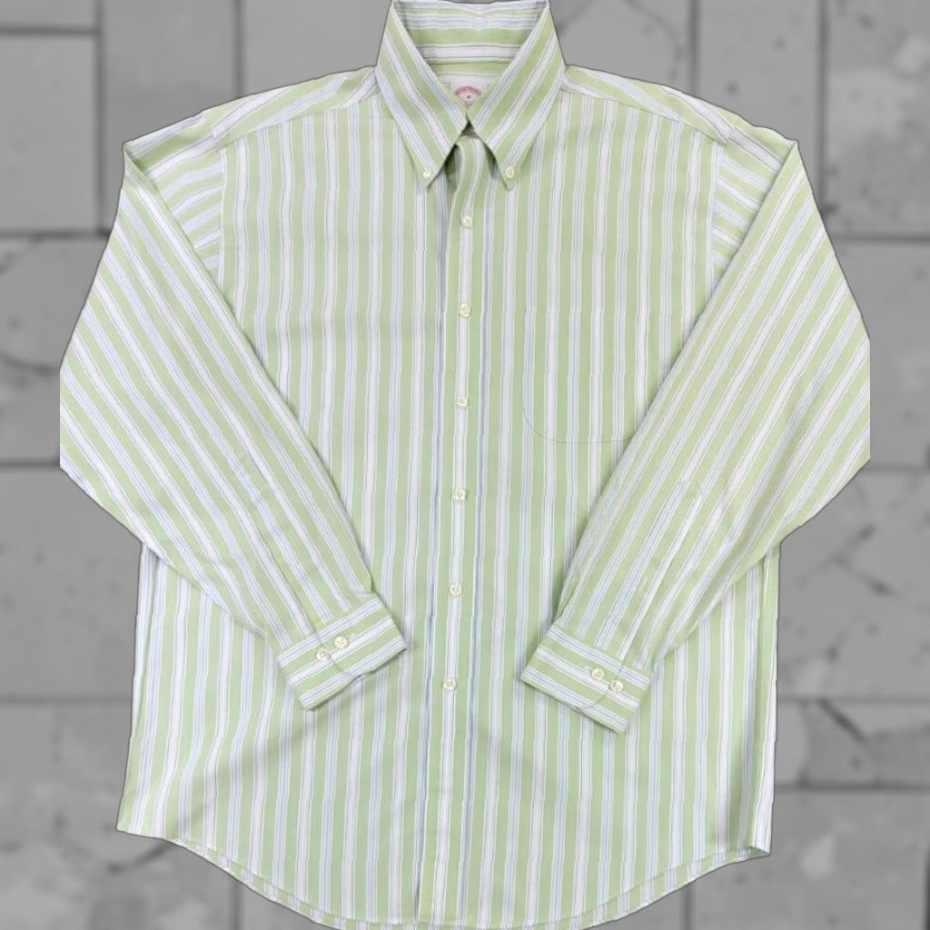Brooks Brothers Brooks Brothers Button-Up Shirt Men M Green Stripe Non Iron Cotton Button-Down Collar 346 Regular Size Type Size US M / EU 48-50 / 2 - 1 Thumbnail