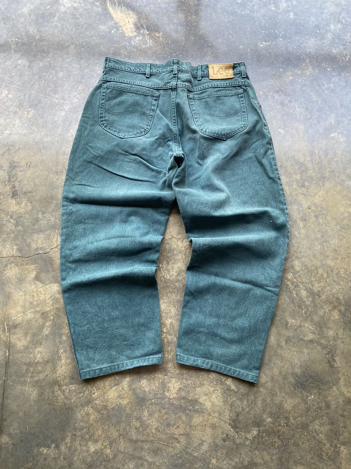 Lee Crazy Vintage Baggy 90’s Forest Green Lee Jeans 36x30 Size US 36 / EU 52 - 1 Thumbnail