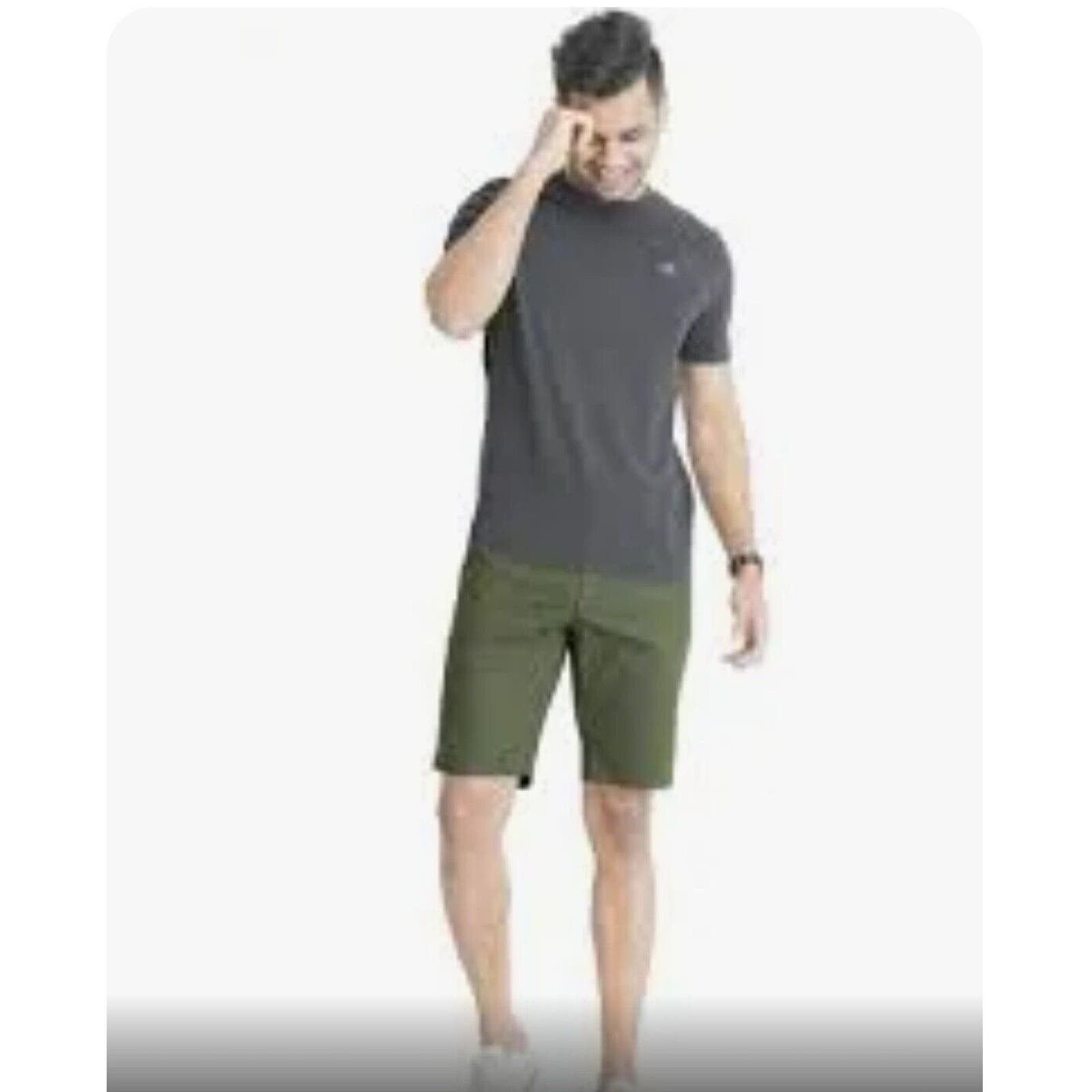 Image of Vince Slim $165 Chino Cotton Row Edge Cutoff Short In Camp in Green, Men's (Size 30)