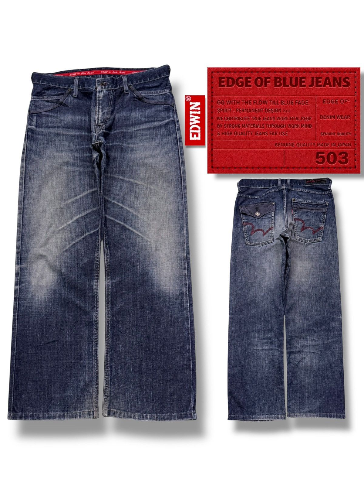 Edwin Vintage Edwin 503 Edge Of Blue Jeans Japan Denim | W35 Size US 35 - 1 Thumbnail