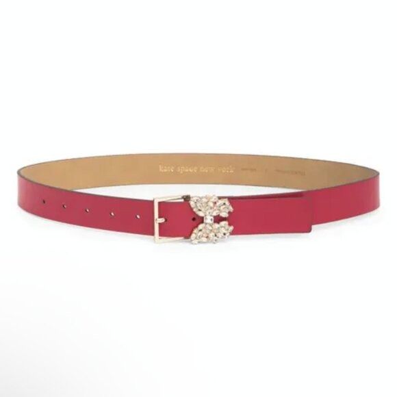 Kate Spade NWT Kate Spade Rhinestone Butterfly Red Leather Belt Women S Size ONE SIZE - 1 Thumbnail