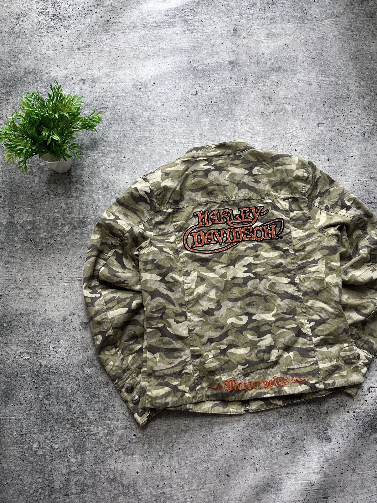 Harley Davidson Vintage Harley Davidson Motorcycle Camo Moto Y2K Jacket! Size M / US 6-8 / IT 42-44 - 1 Thumbnail