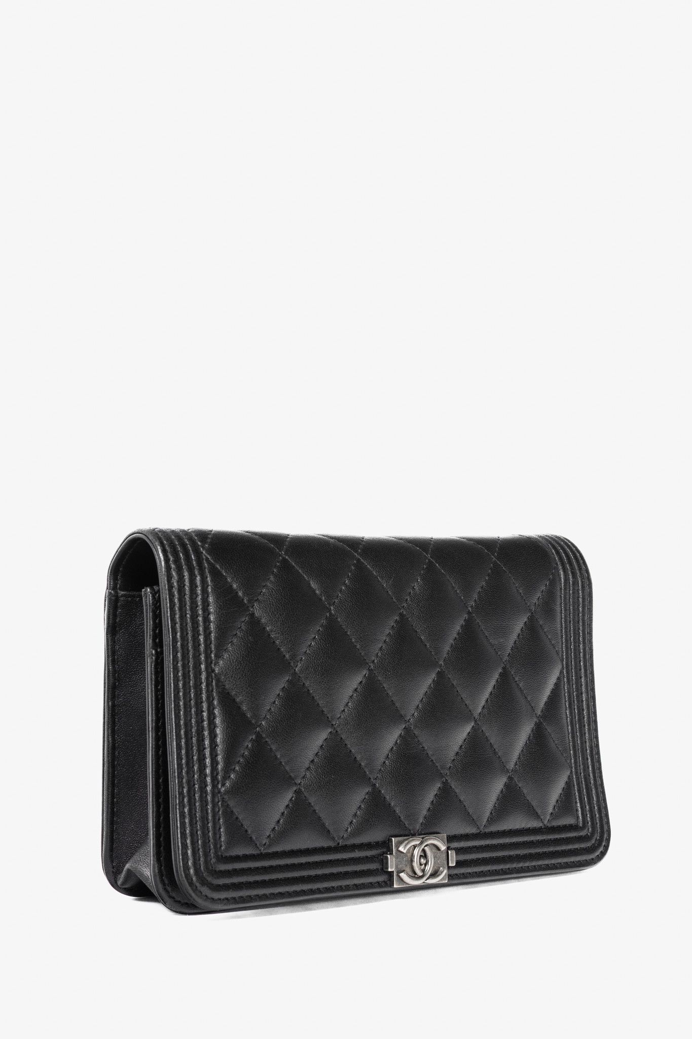 Chanel Chanel Boy Black Quilted Lambskin SHW Wallet-on-Chain Size ONE SIZE - 2 Thumbnail
