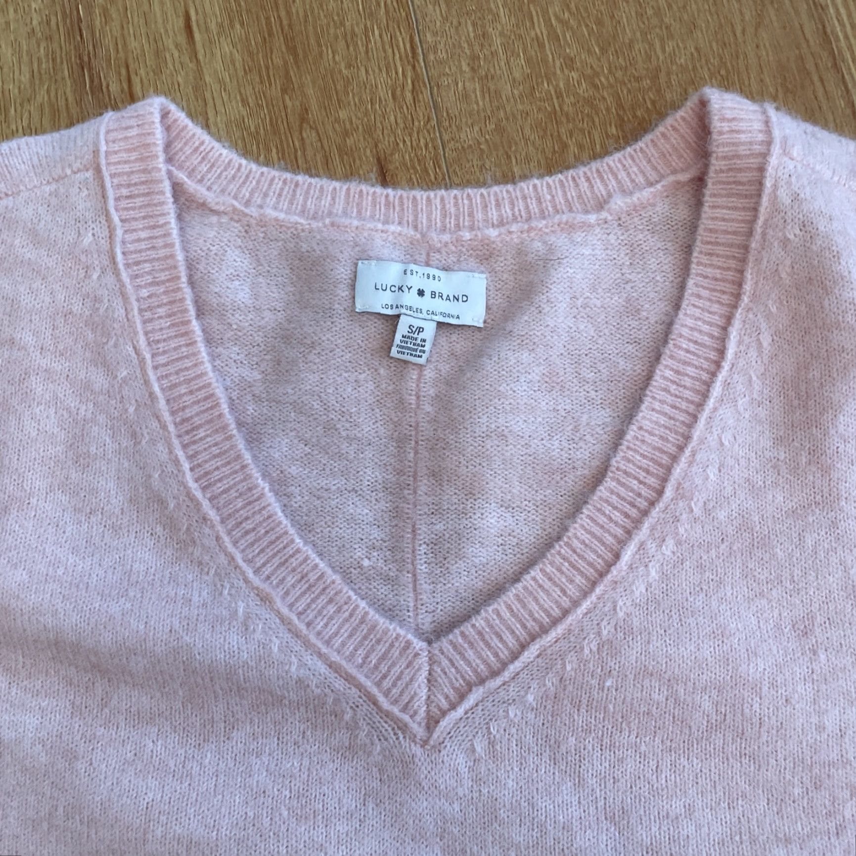 Lucky Brand Lucky Brand Sweater Women Small Pale Pink Wool Blend V-Neck Oversized Boho Lagenlook Pullover Size S / US 4 / IT 40 - 3 Thumbnail