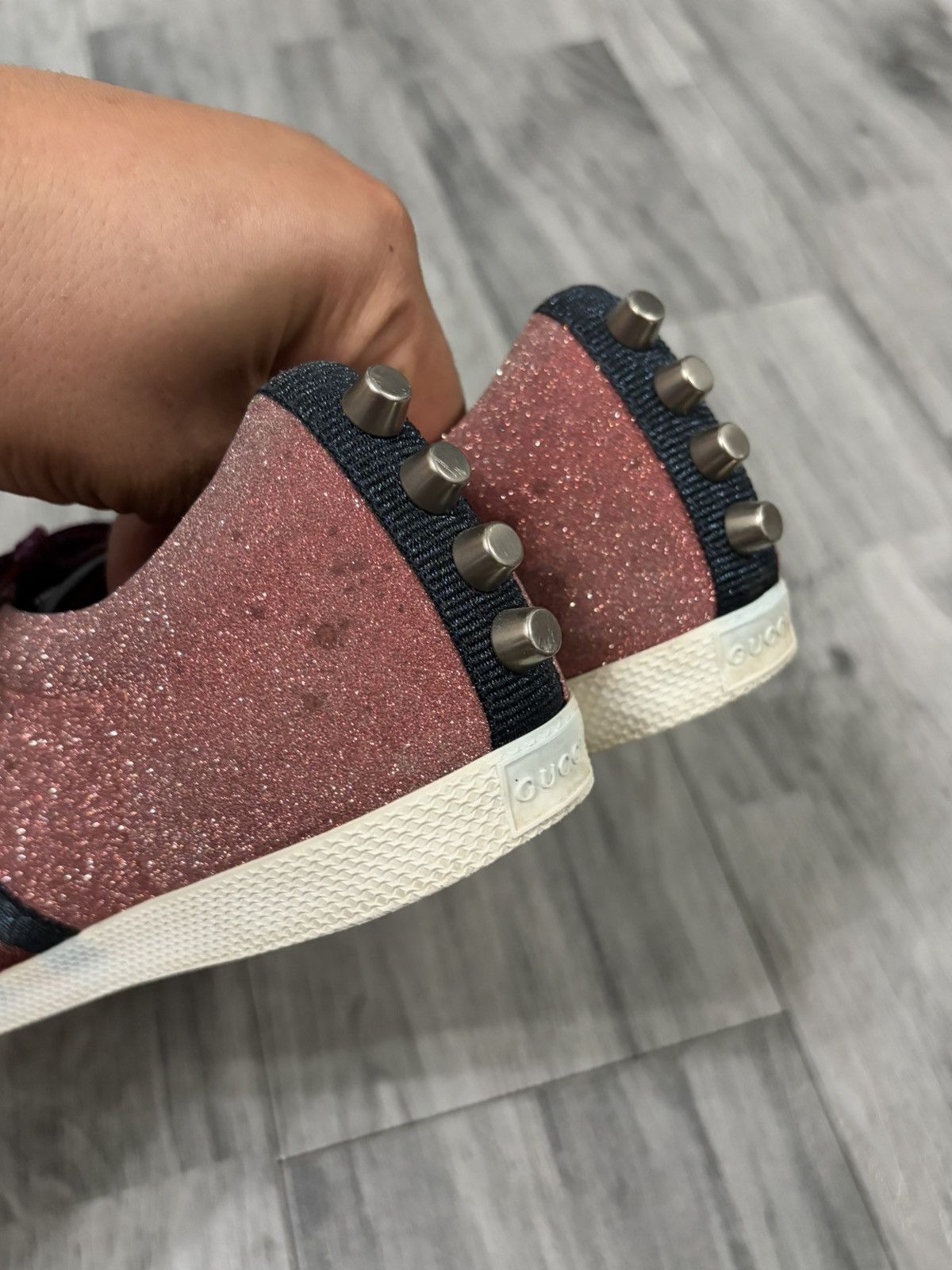 Gucci Gucci Bambi Pink Glitter Low-Top Sneakers Size US 6 / IT 36 - 10 Thumbnail