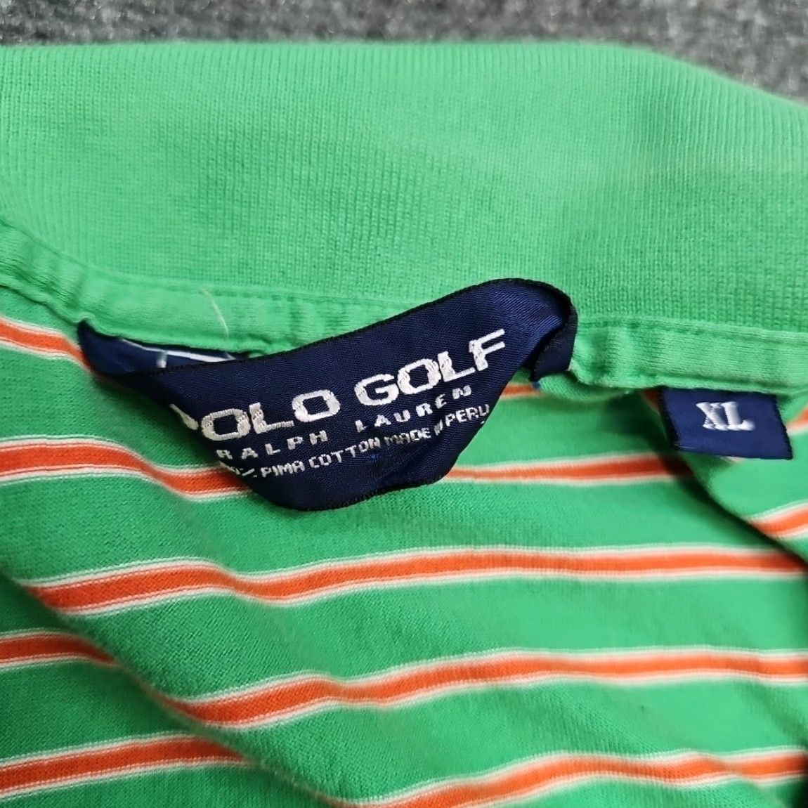 Polo Ralph Lauren Polo Ralph Lauren Polo Golf Shirt Men XL Green Stripe Logo X-large White Orange, Casual, Cotton Knit, Short Sleeve Size US XL / EU 56 / 4 - 3 Thumbnail