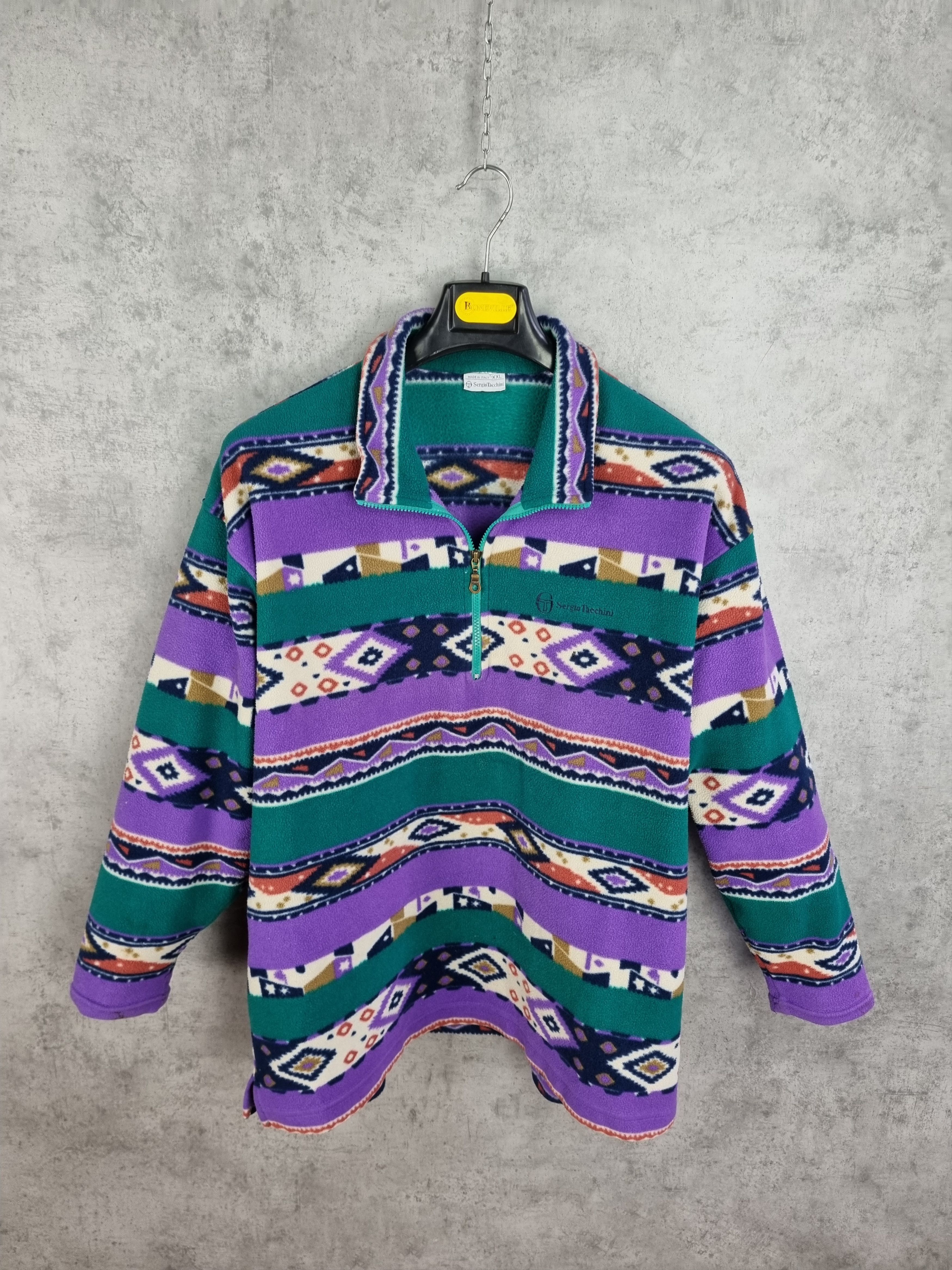 Sergio Tacchini × Vintage Vintage Sergio Tacchini Aztec Navajo Fleece Pullover Size US XL / EU 56 / 4 - 6 Thumbnail