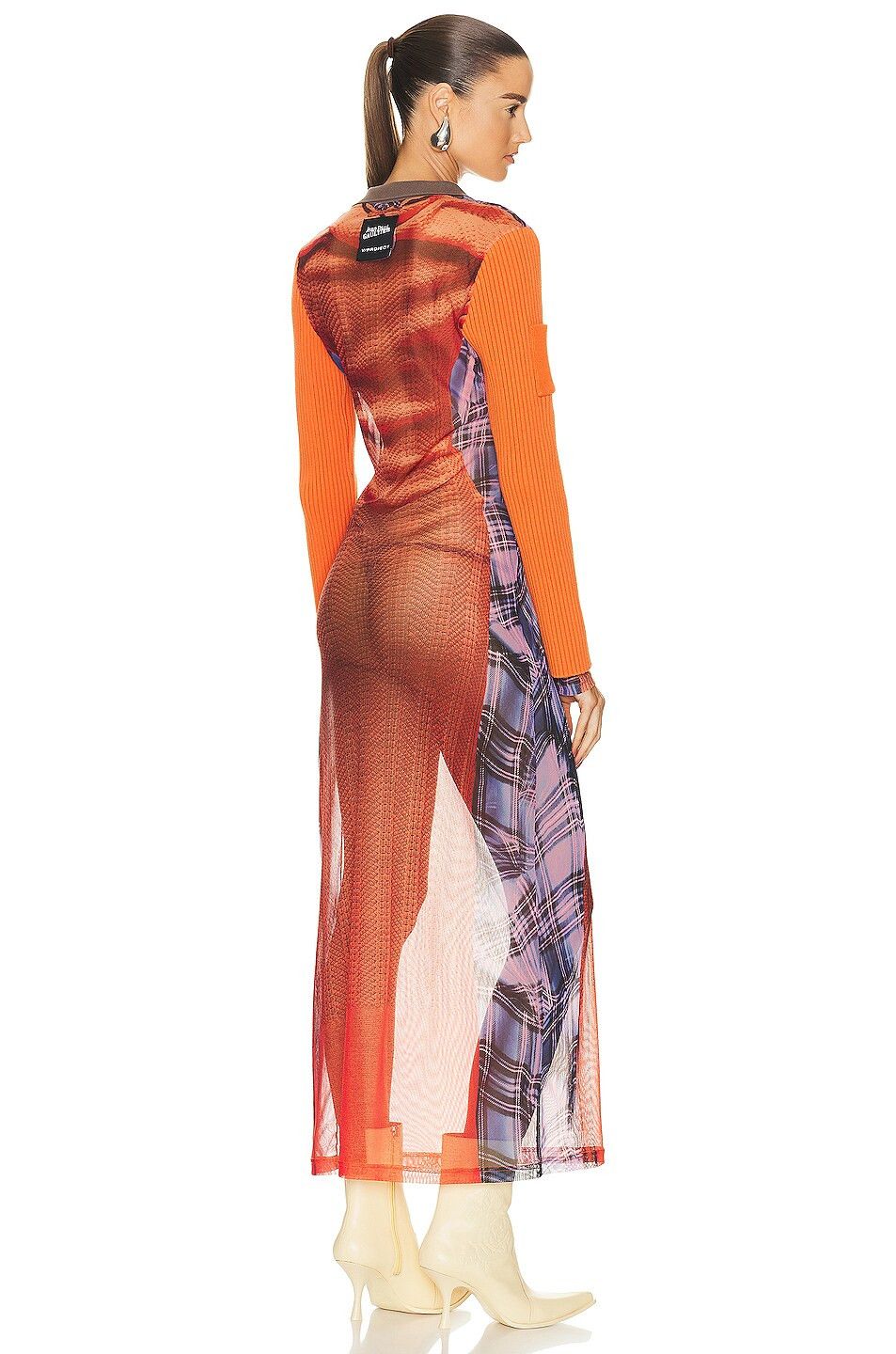 Jean Paul Gaultier × Y/Project Orange Collared Trompe L'oeil Maxi Dress Size XS / US 0-2 / IT 36-38 - 4 Thumbnail