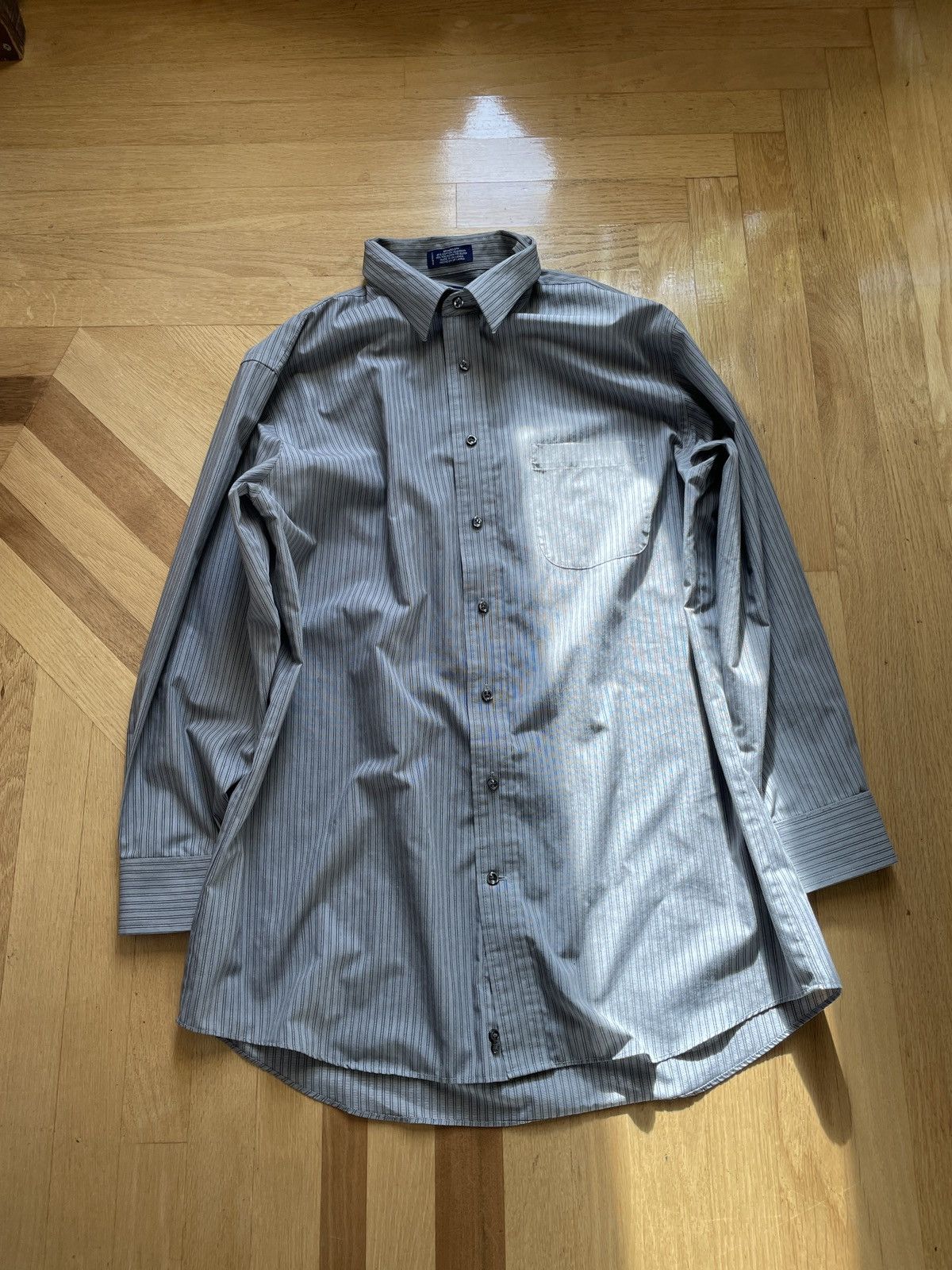 Stafford VTG Stafford Long Sleeve Shirt Stripped Gray 16 1/2 32-33 Size US M / EU 48-50 / 2 - 1 Thumbnail