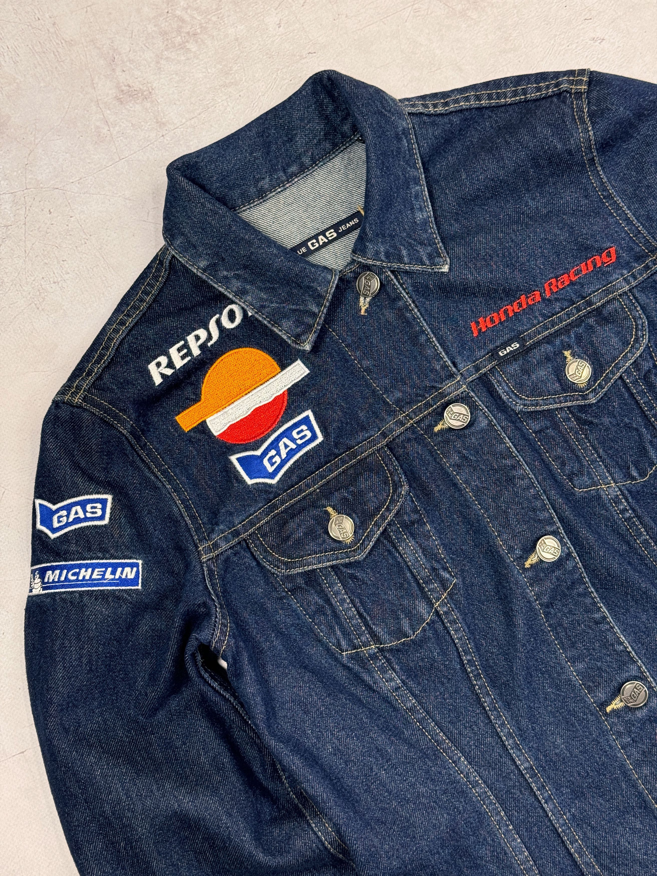 GAS × Honda Gas Denim Jacket Honda Repsol Racing Michelin Women Size L / US 10 / IT 46 - 8 Thumbnail