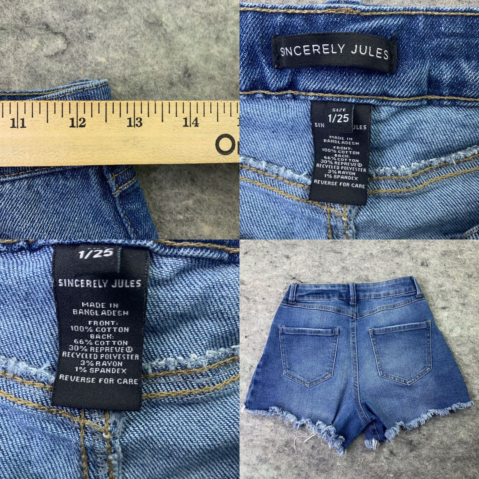 Denime Sincerely Jules Womens Shorts Size 1 Juniors Denim Blue Distressed Cut-Off Stretch Size 25" / US 0 / IT 36 - 8 Thumbnail