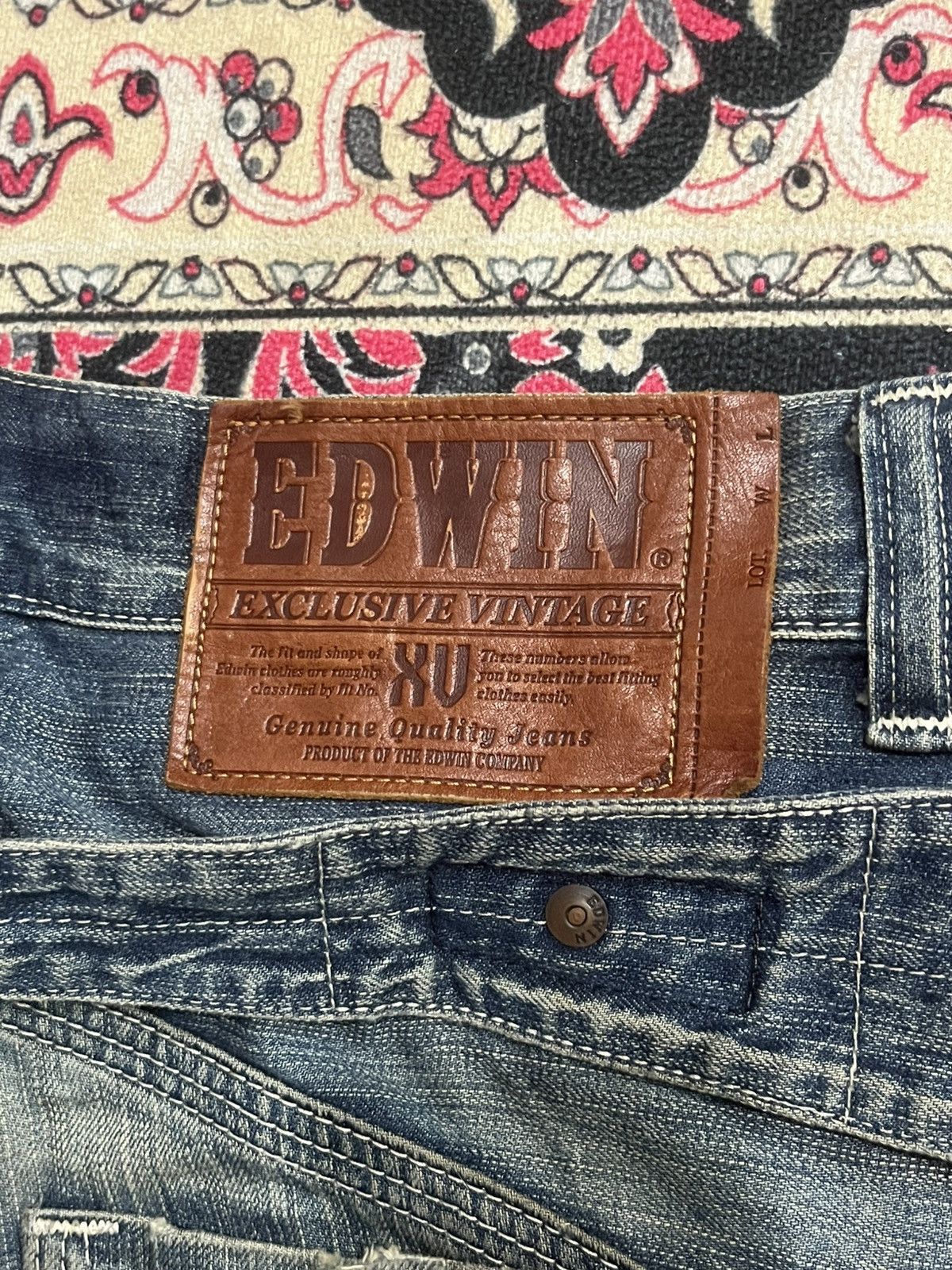 Edwin ⚡️Distressed⚡️Vintage Edwin XVS Buckle Back Mud Blue Wash Jean Size US 34 / EU 50 - 10 Thumbnail