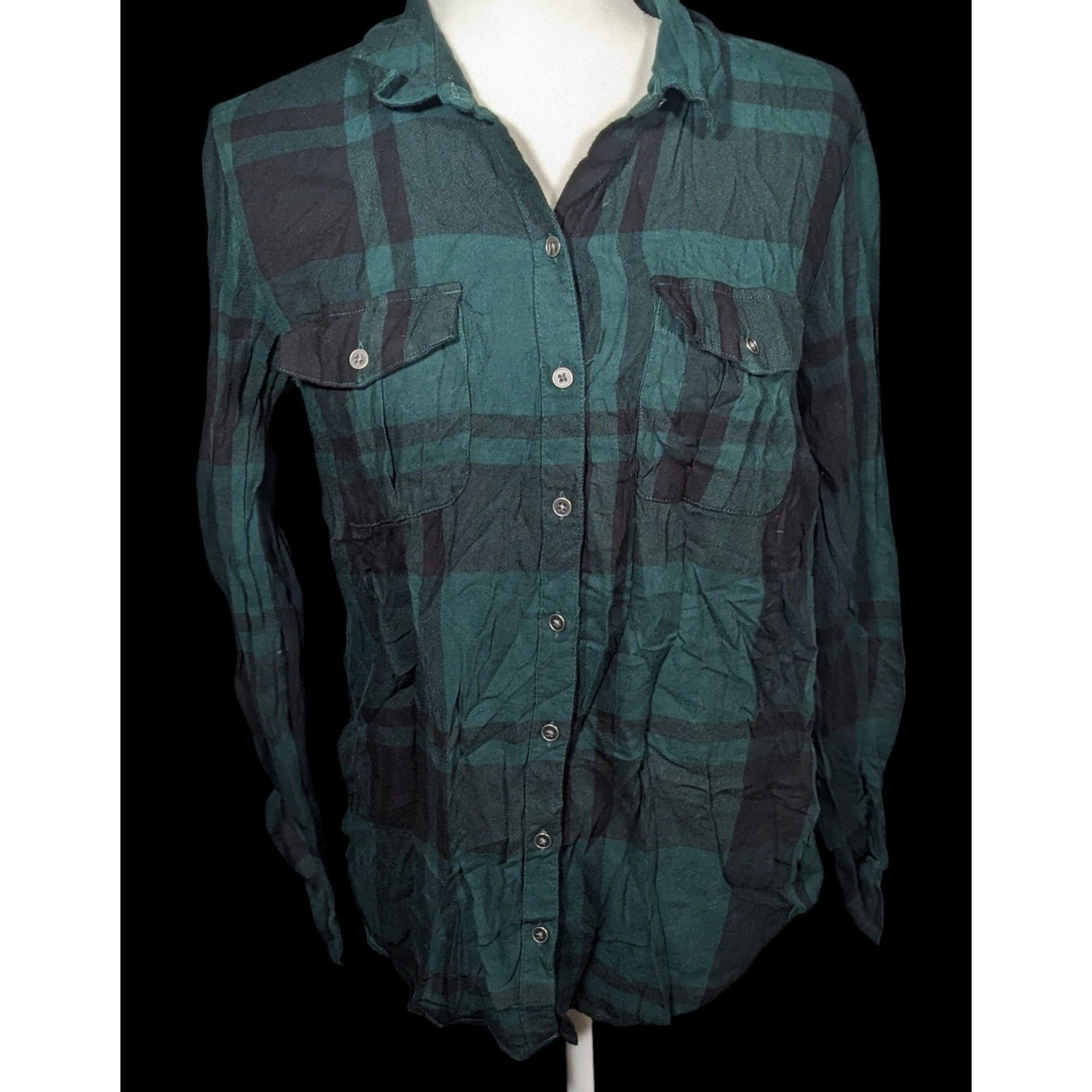 Other New Directions Black And Green Button Down Top Size M / US 6-8 / IT 42-44 - 3 Thumbnail