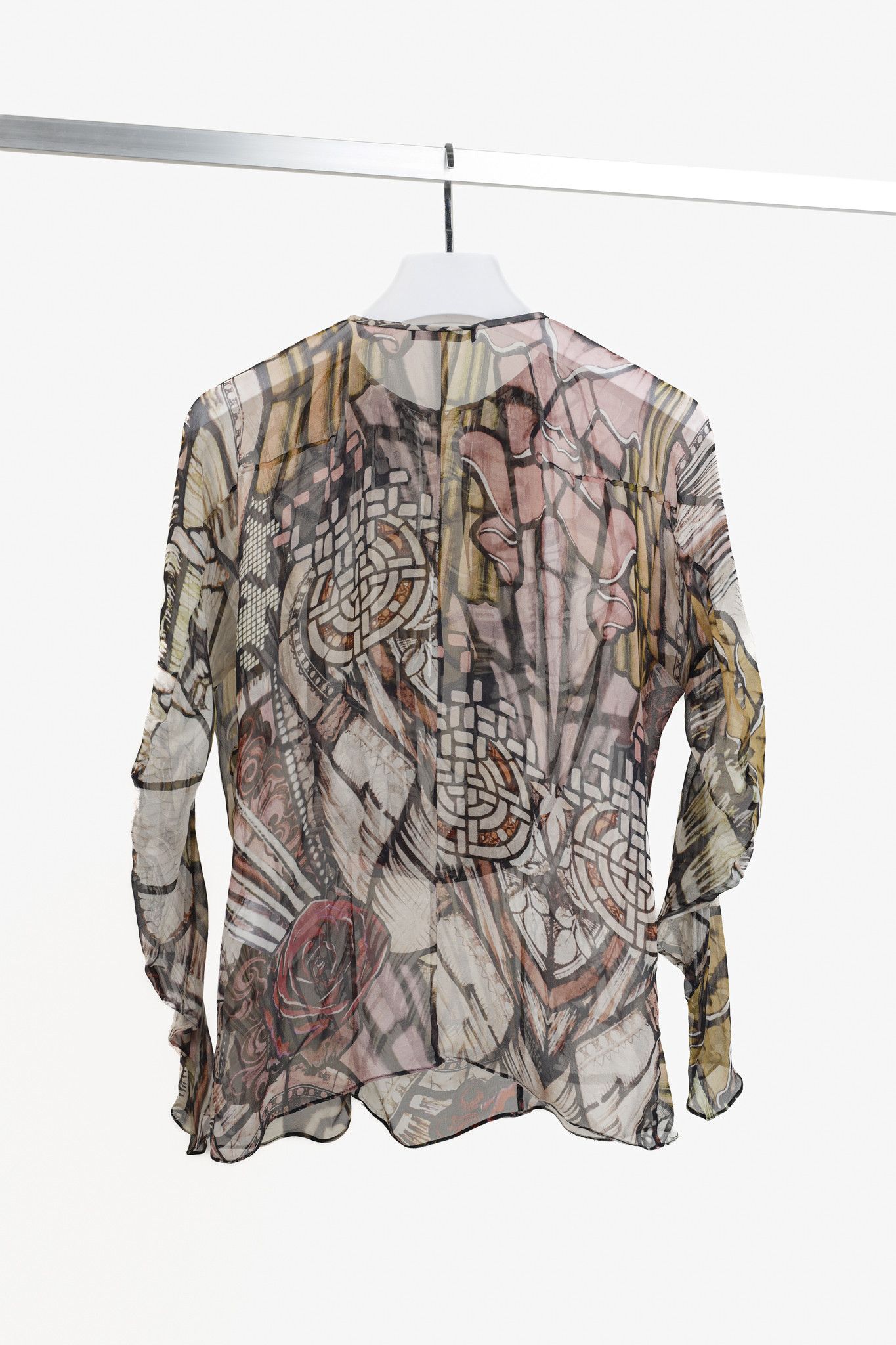 Alexander McQueen Alexander McQueen Stained Glass Floral Pinks Silk Blouse Size M / US 6-8 / IT 42-44 - 2 Thumbnail