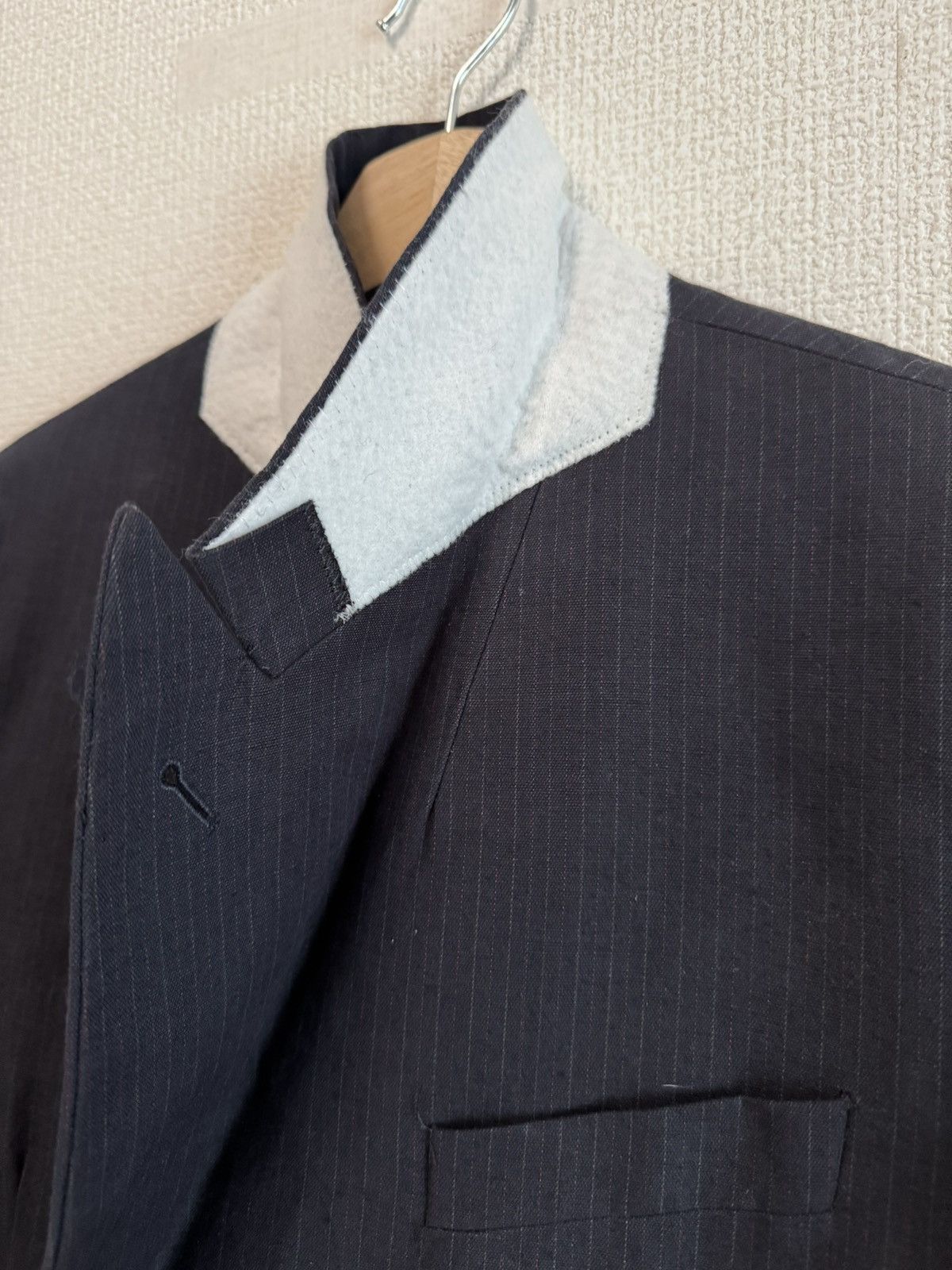 Dries Van Noten DRIES VAN NOTEN Navy Banks Double Breasted Pinstriped Jacket Size 34R - 2 Thumbnail