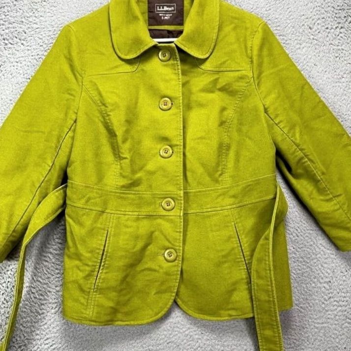Vintage L.L. Bean Jacket Women PS Green Button Front Belted Pocket Short Coat Casual Outdoors Mens Girls? Size S / US 4 / IT 40 - 5 Thumbnail