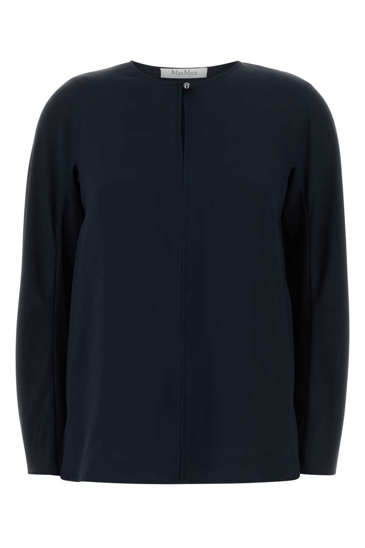 Midnight Blue Stretch Silk Mitico Blouse