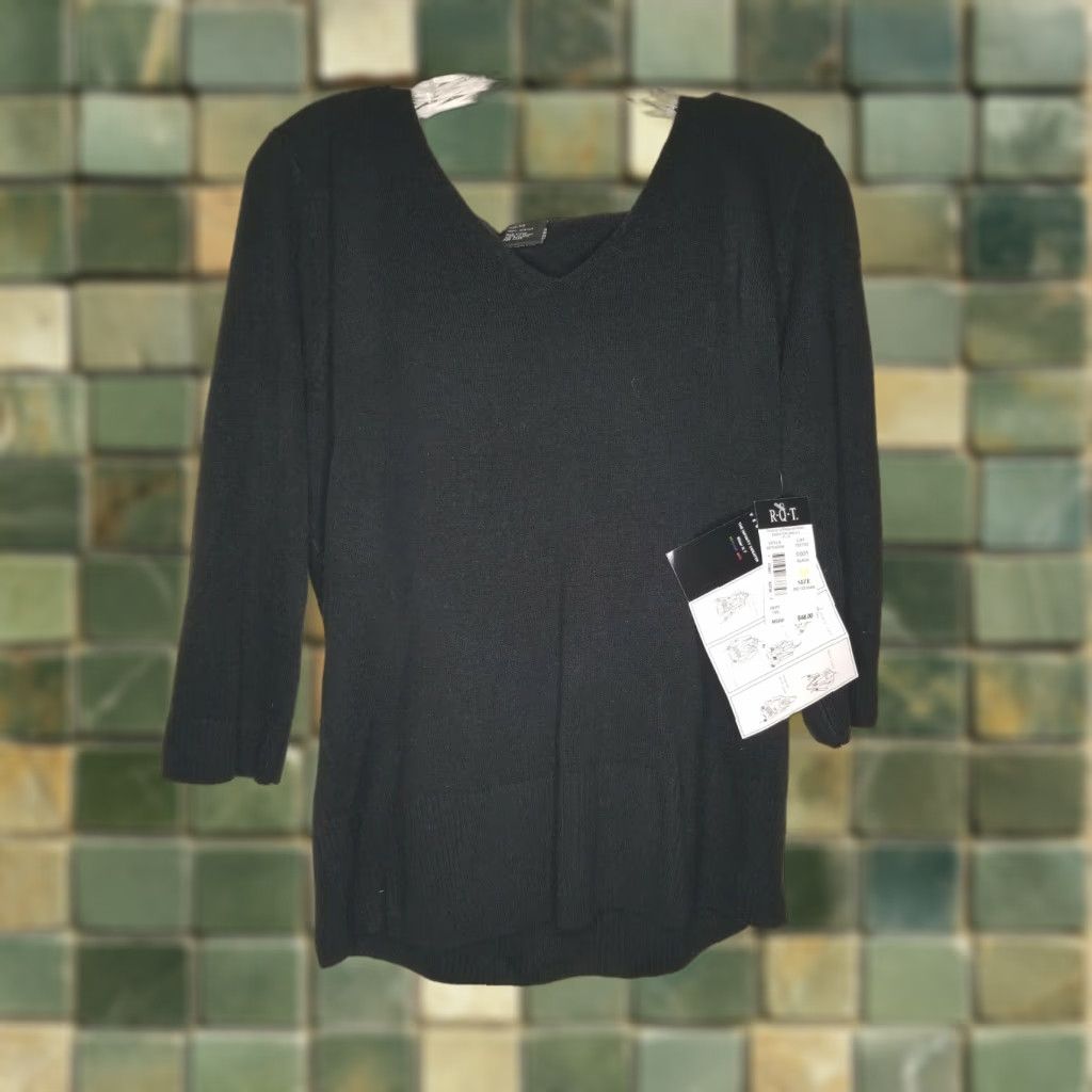 Vintage RQT Black Pullover Sweater with Scarf Womens Medium NWT Size M / US 6-8 / IT 42-44 - 1 Thumbnail