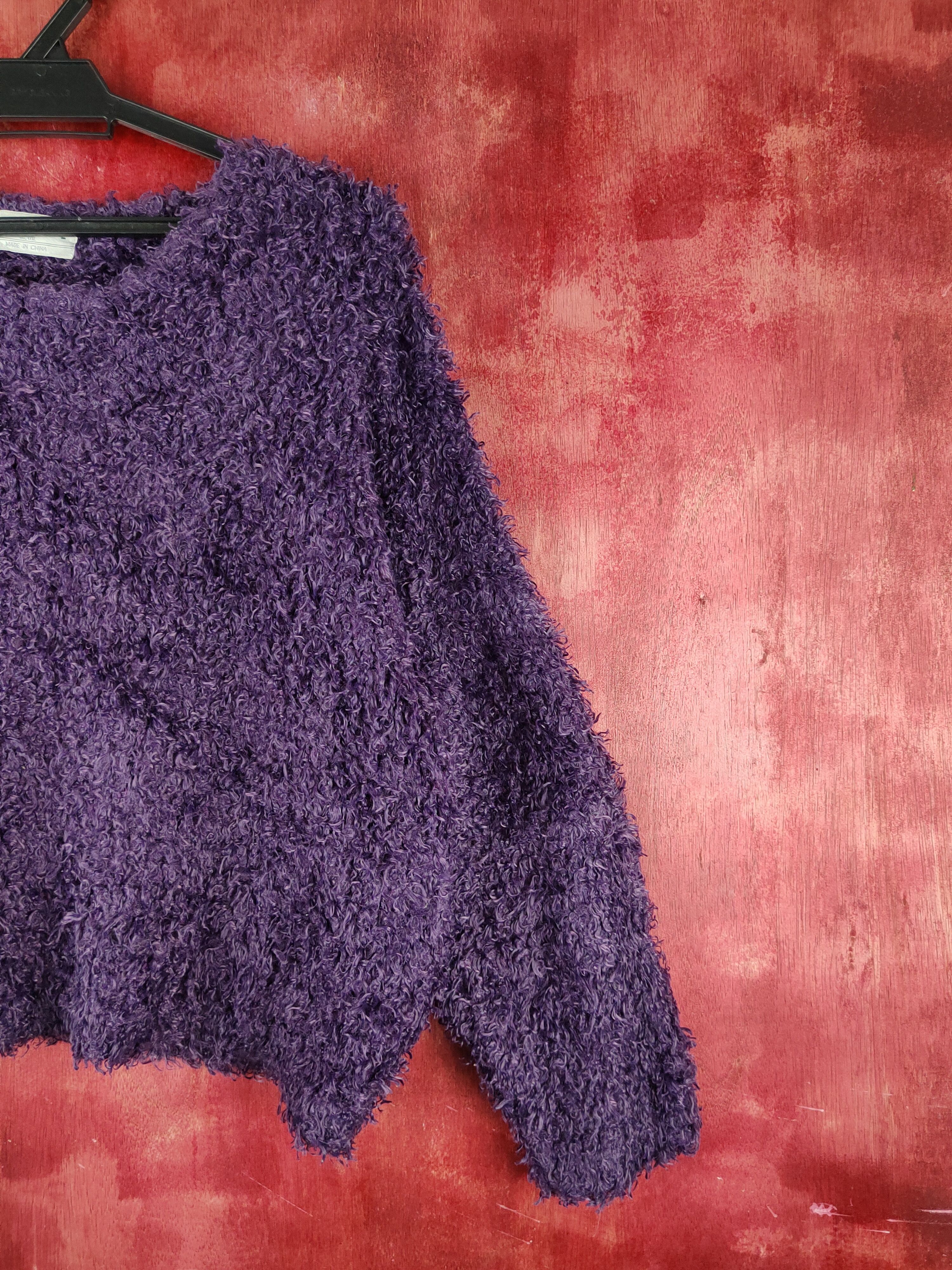 Vintage Mounue Purple Shag Shaggy Fur Mohair Knitwear #S1973 Size M / US 6-8 / IT 42-44 - 5 Thumbnail
